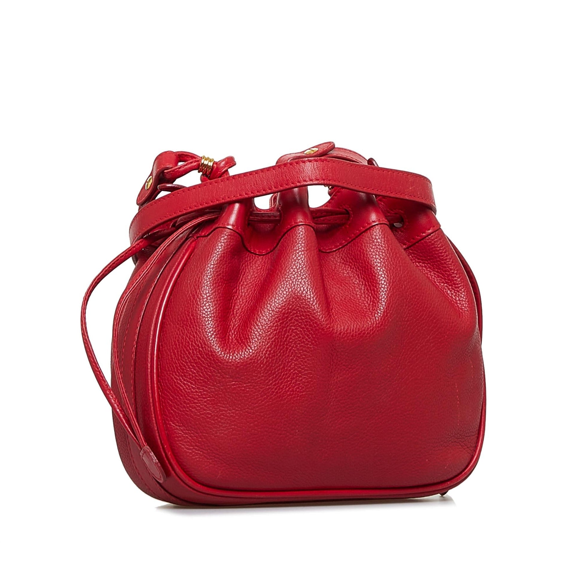 Gucci SHG-BRy73y Leather Calf Red Bucket Shoulder Bag