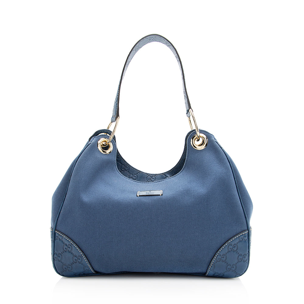 Gucci Guccissima SHF Leather Canvas Blue Shoulder Bag