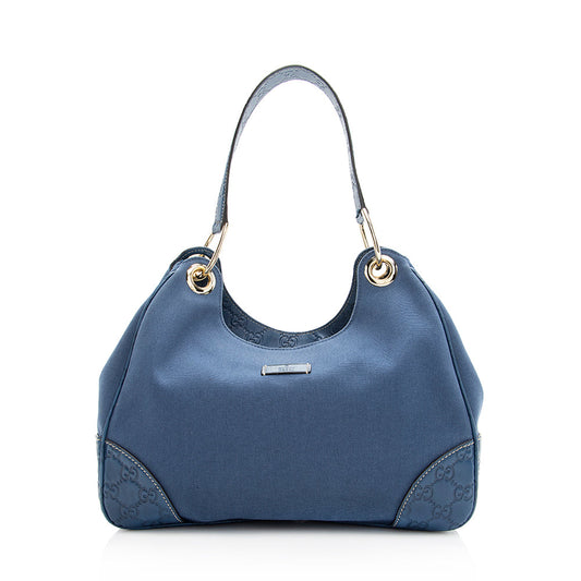 Gucci Guccissima SHF Leather Canvas Blue Shoulder Bag