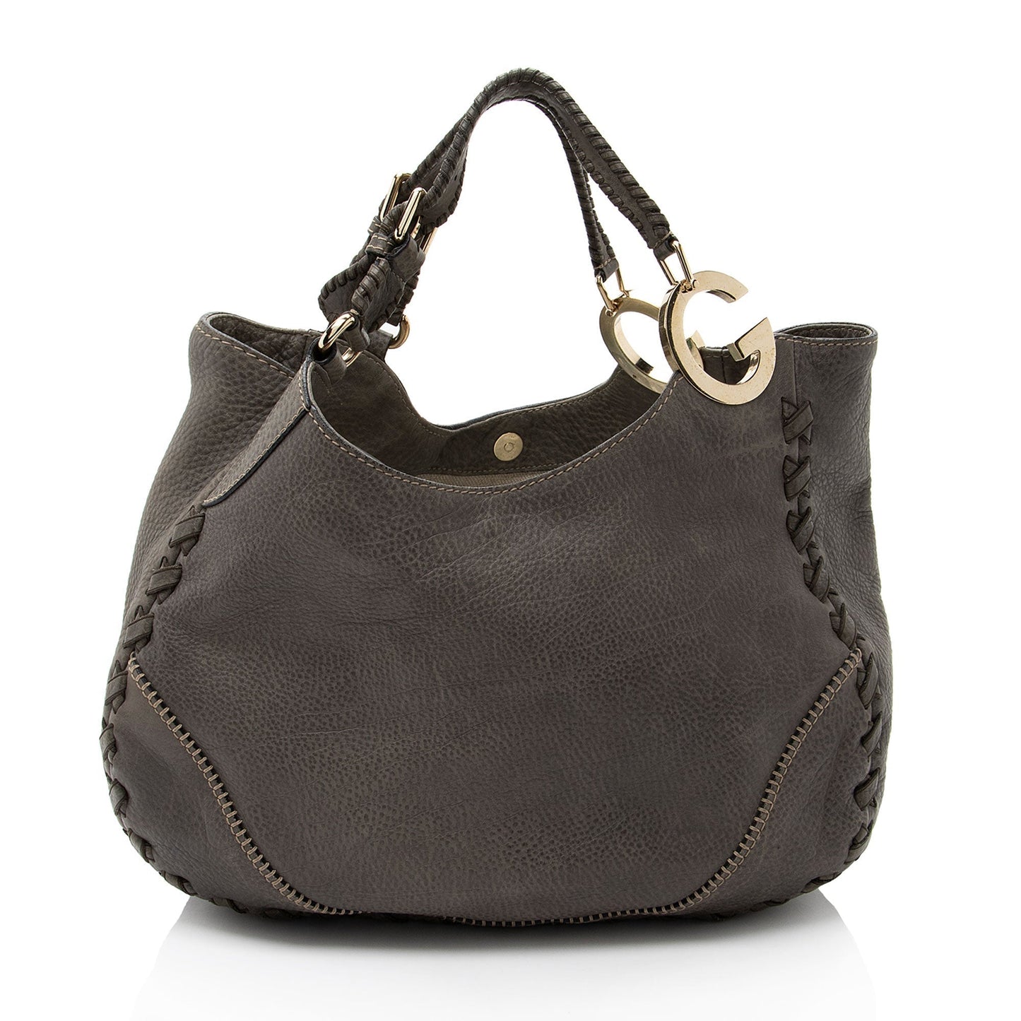 Gucci Charlotte Leather Grey Medium Shoulder Bag