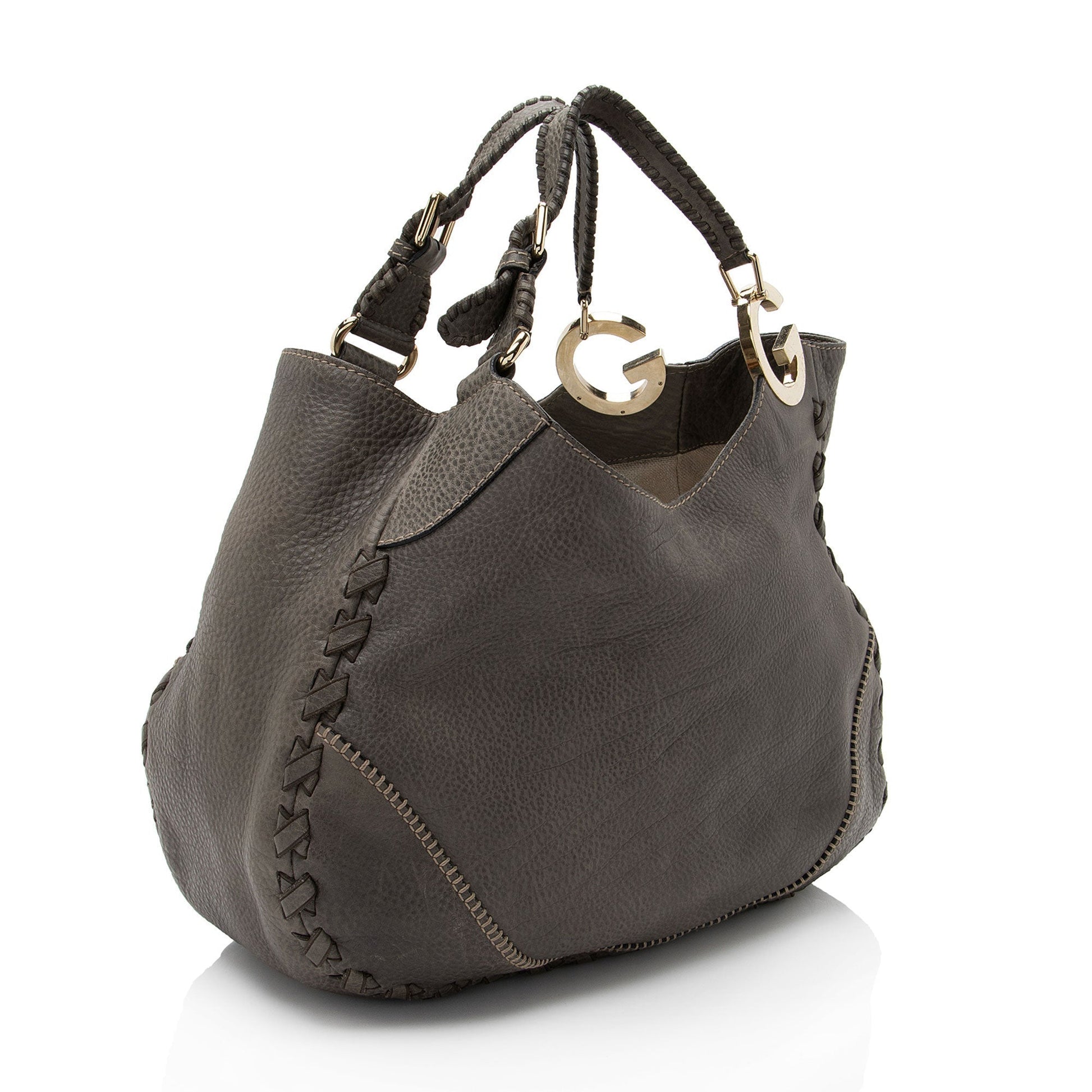 Gucci Charlotte Leather Grey Medium Shoulder Bag