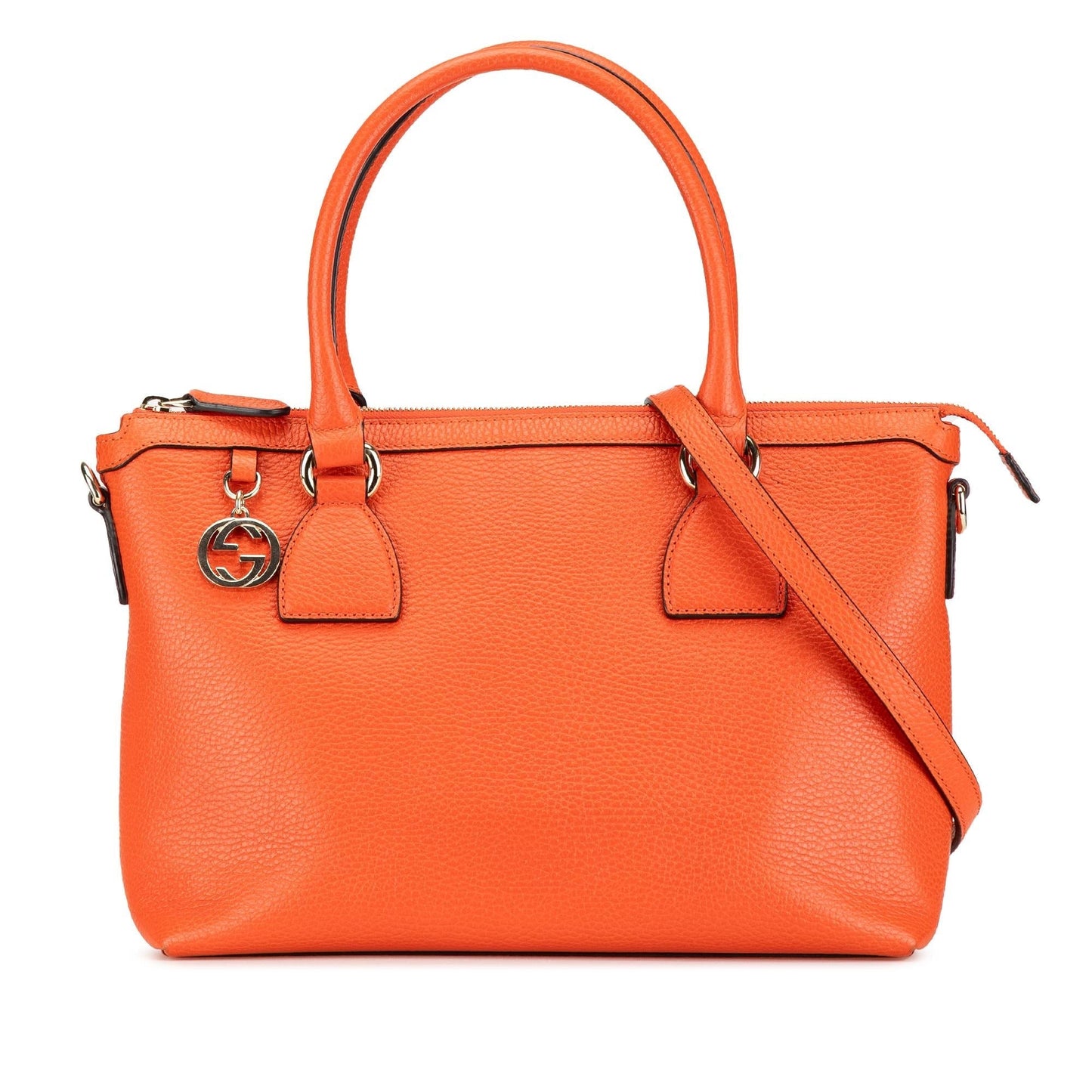 Gucci Charmy Leather Calf Orange Satchel Bag Shg U3Jyji