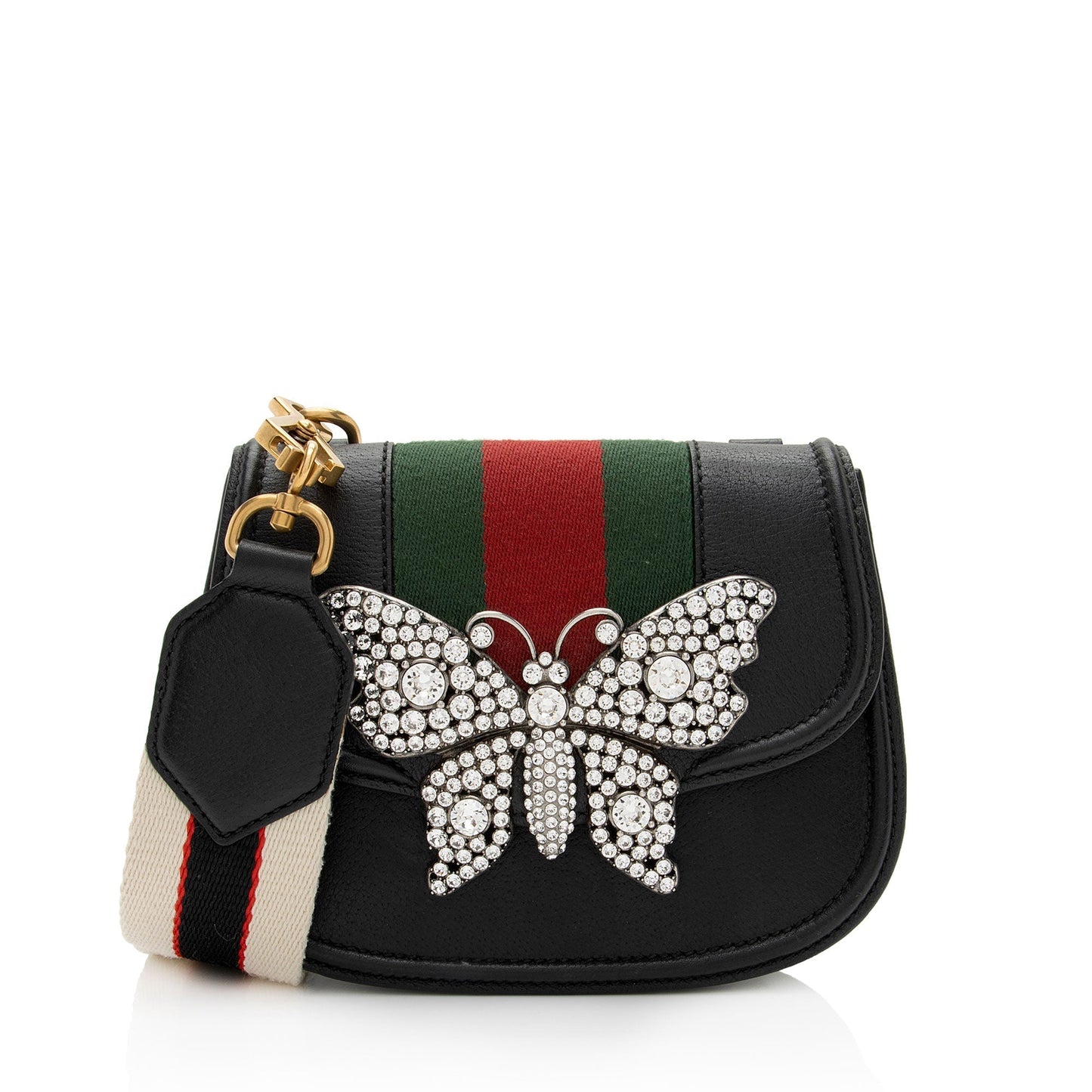 Gucci Crystal Butterfly Linea Totem SHF-EzIHWx Leather Nylon Black Small Crossbody Bag