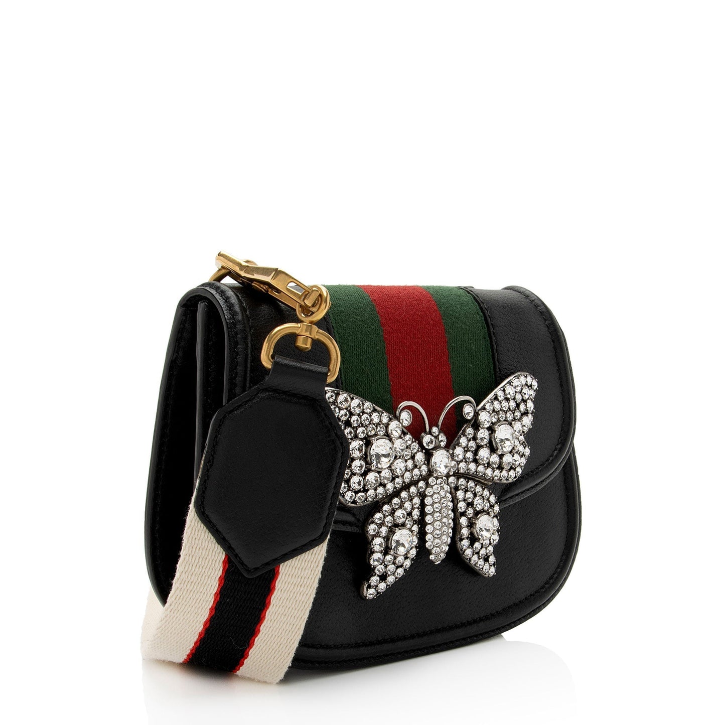 Gucci Crystal Butterfly Linea Totem SHF-EzIHWx Leather Nylon Black Small Crossbody Bag