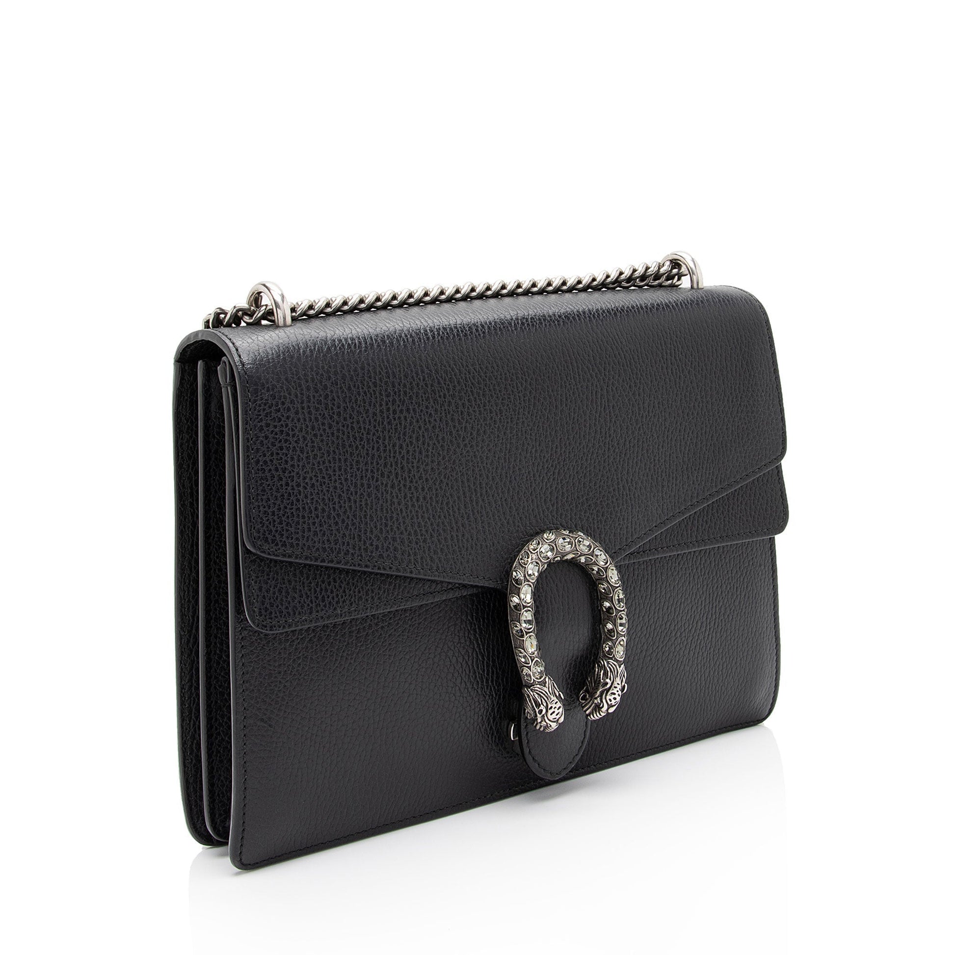 Gucci Crystal Dionysus Leather Black Medium Shoulder Bag