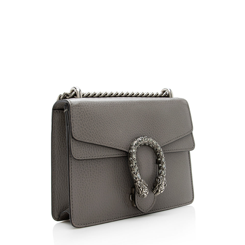Gucci Crystal Dionysus SHF Leather Grey Mini Crossbody Bag