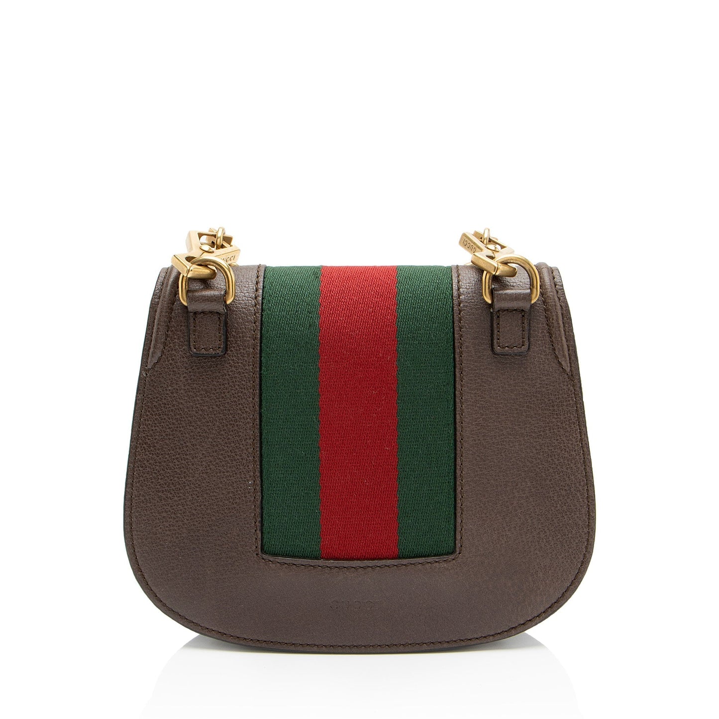Gucci Crystal Heart Linea Totem Leather Nylon Brown Small Crossbody Bag