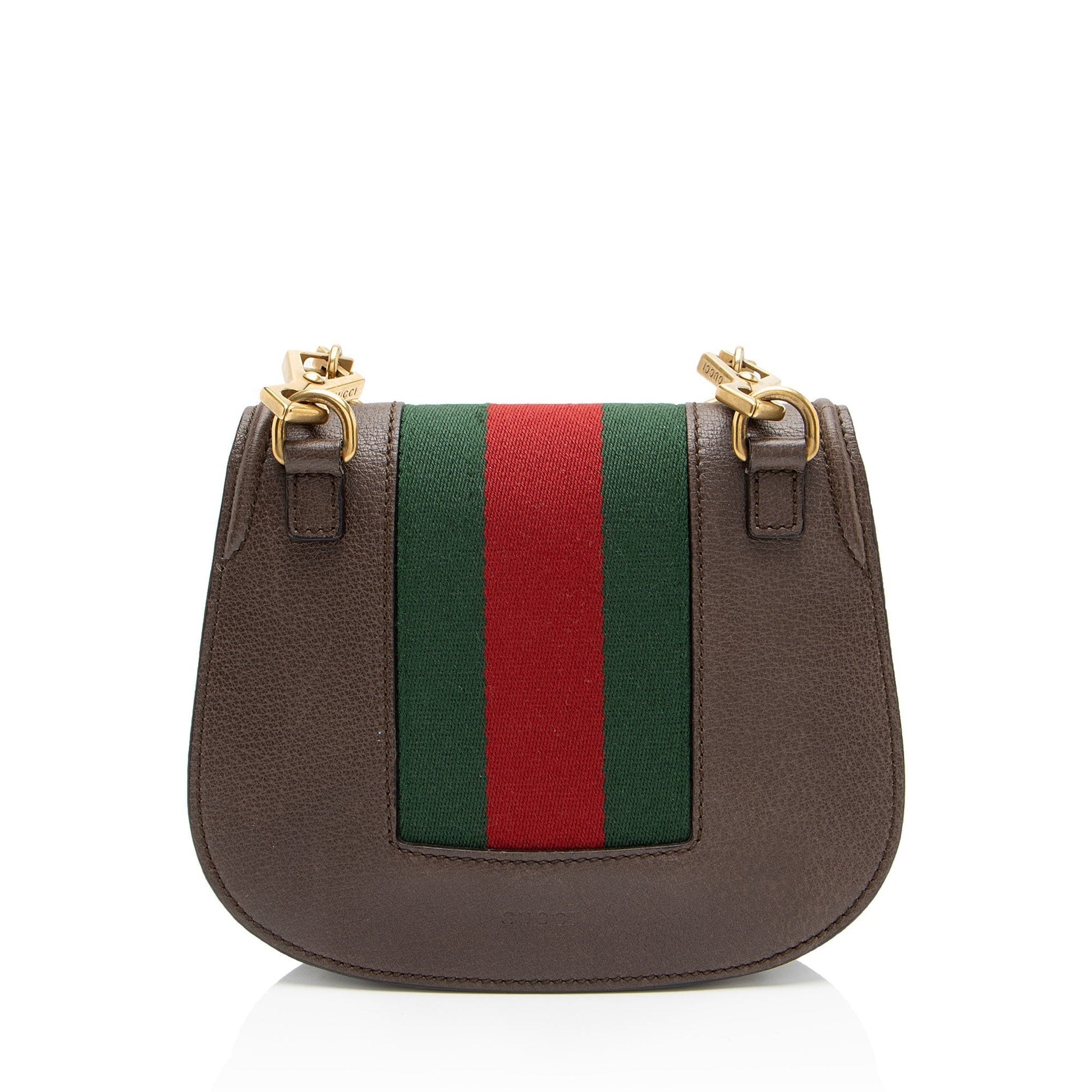 Gucci Crystal Heart Linea Totem Leather Nylon Brown Small Crossbody Bag