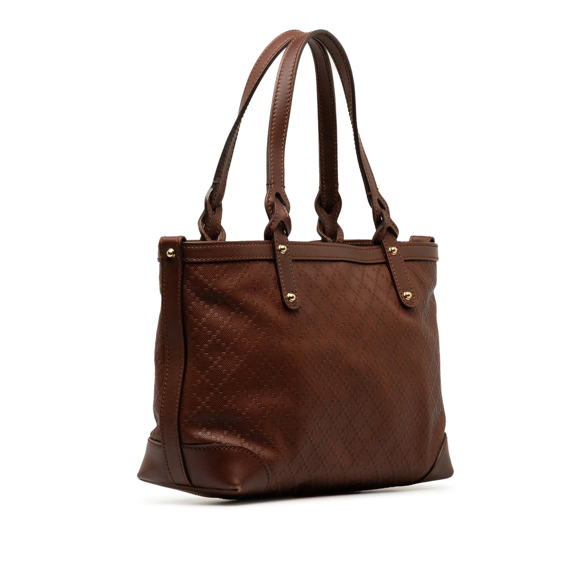 Gucci Diamante Craft SHG-vw7BV7 Leather Calf Brown Tote Bag