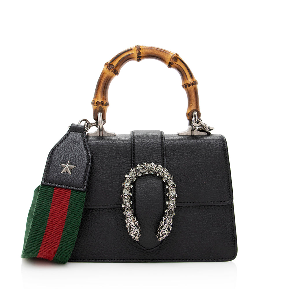 Gucci Dionysus Bamboo - FINAL SHF Leather Black Mini Top Handle Satchel Bag