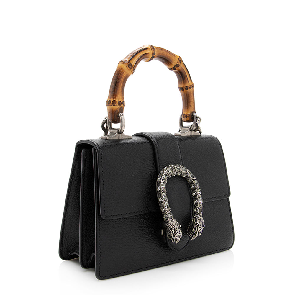Gucci Dionysus Bamboo - FINAL SHF Leather Black Mini Top Handle Satchel Bag