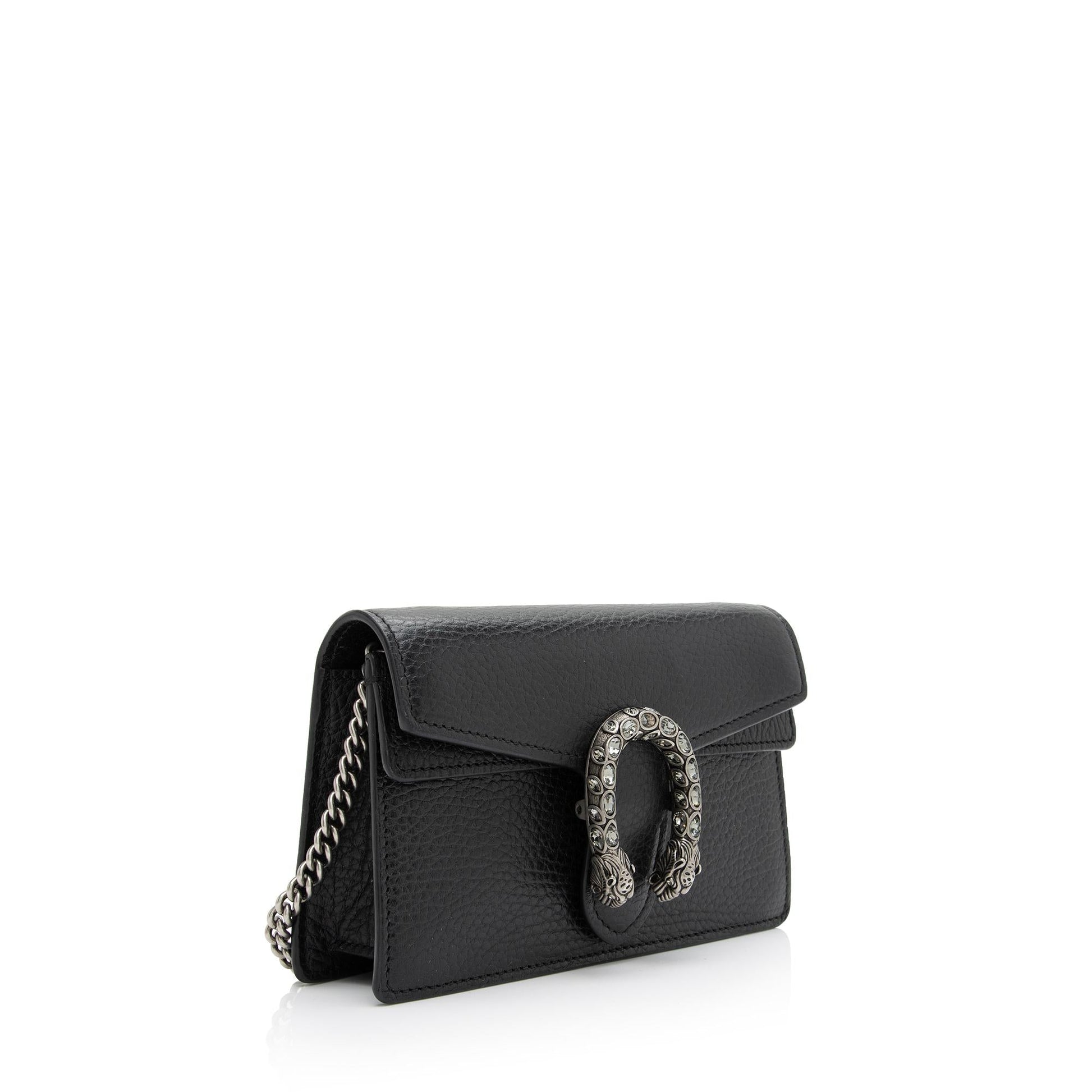 Gucci Dionysus Super SHF-ScIcTL Leather Black Mini Crossbody Bag