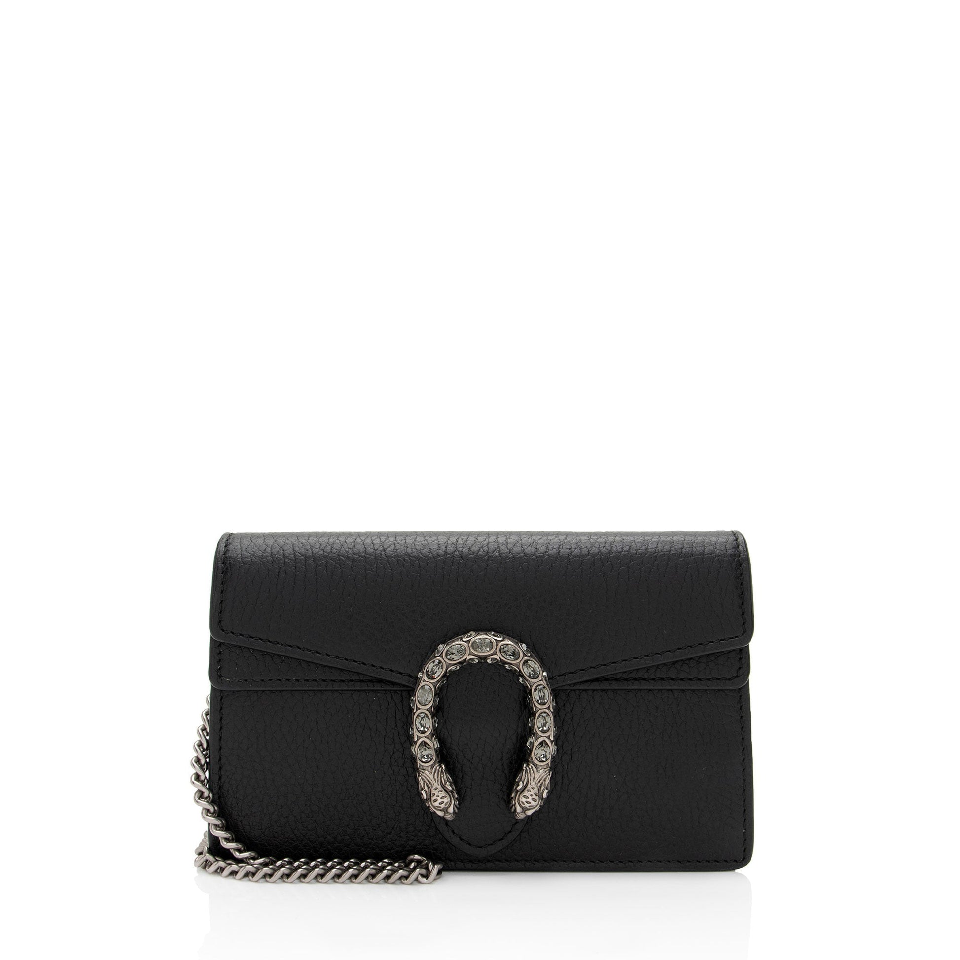 Gucci Dionysus Super SHF-eOfPPp Leather Black Mini Crossbody Bag