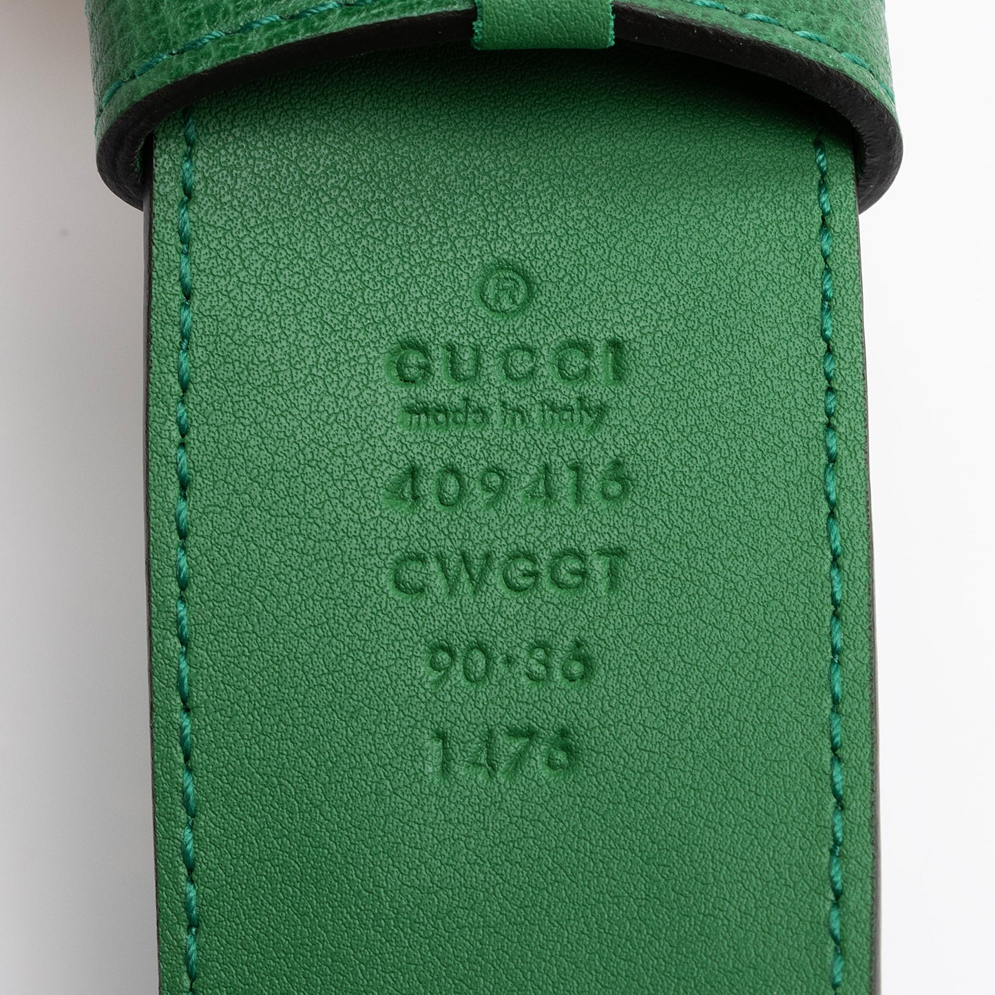 Gucci Embroidered Floral GG Marmont Belt Leather Green Accessory