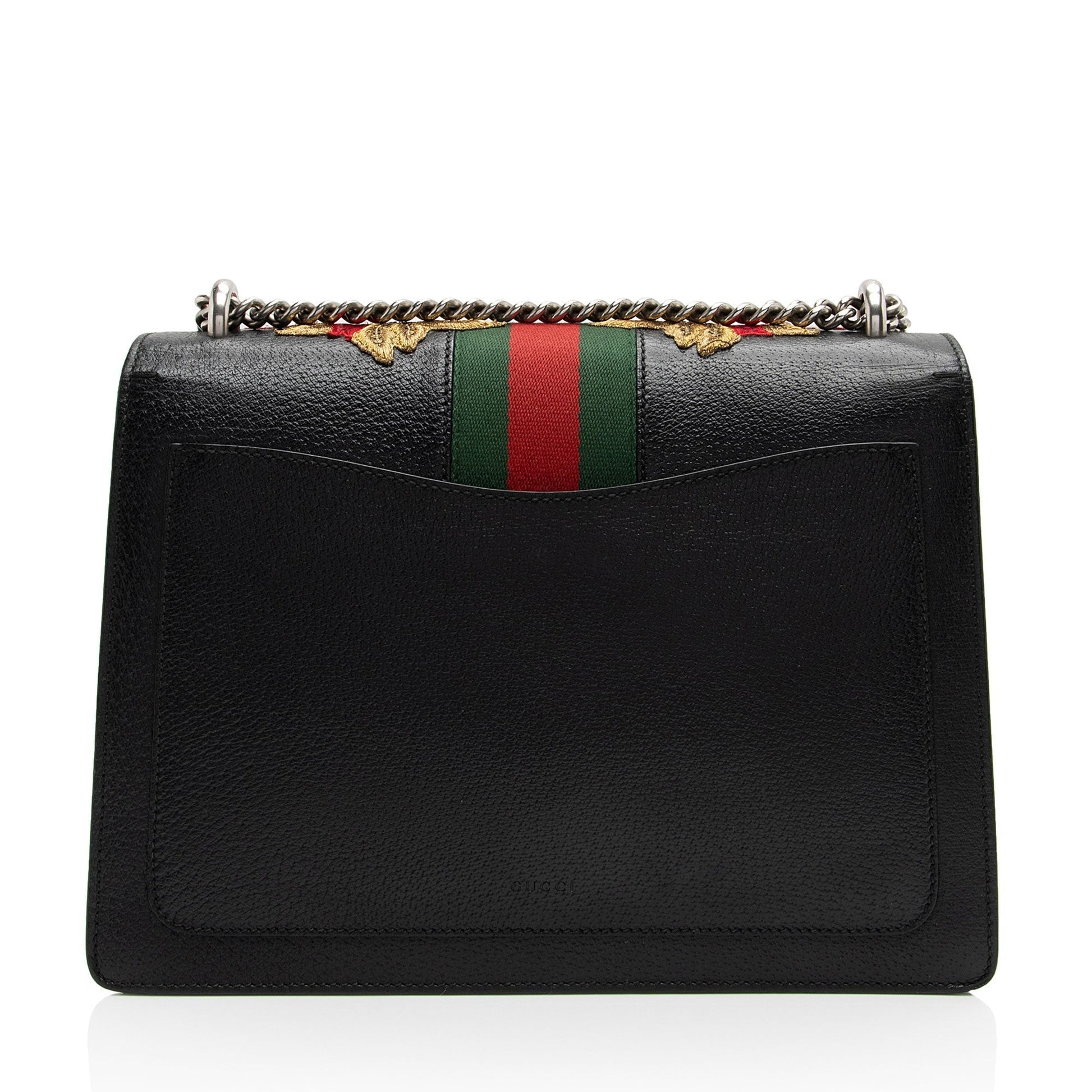 Gucci Embroidered Rose Dionysus SHF-sxhk6S Leather Black Green Shoulder Bag