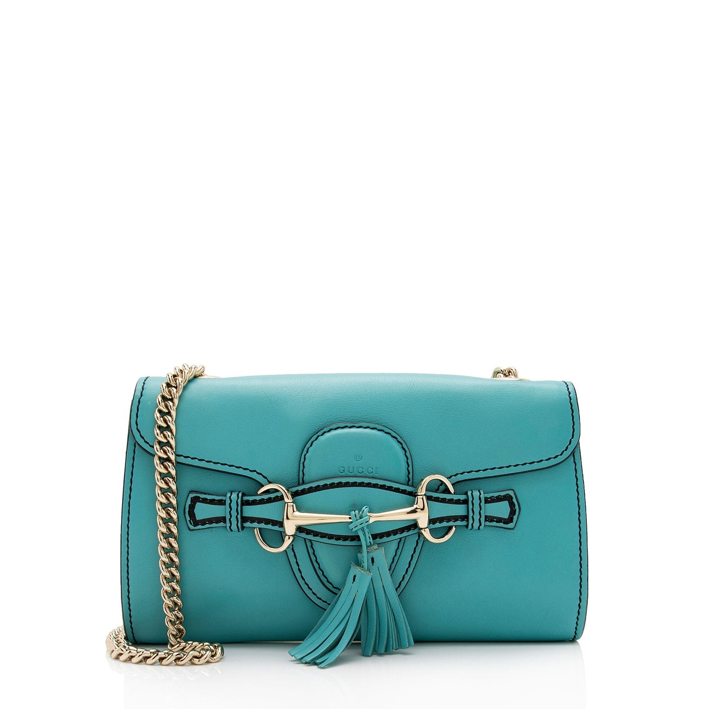 Gucci Emily SHF-C1Ky8i Leather Blue Small Chain Shoulder Bag
