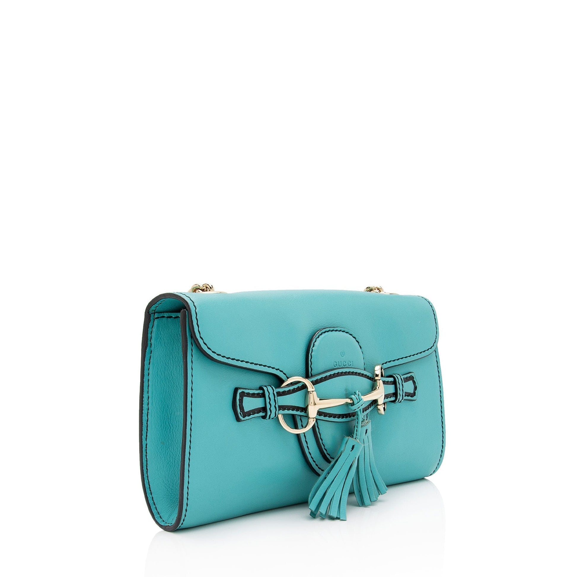 Gucci Emily SHF-C1Ky8i Leather Blue Small Chain Shoulder Bag