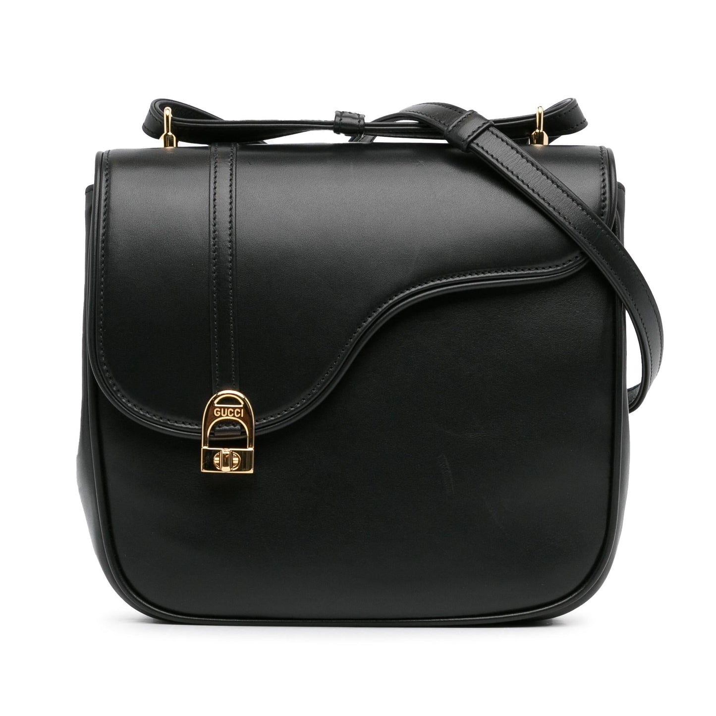 Gucci Equestrian SHG-XQWEN9 Leather Calf Black Crossbody Bag