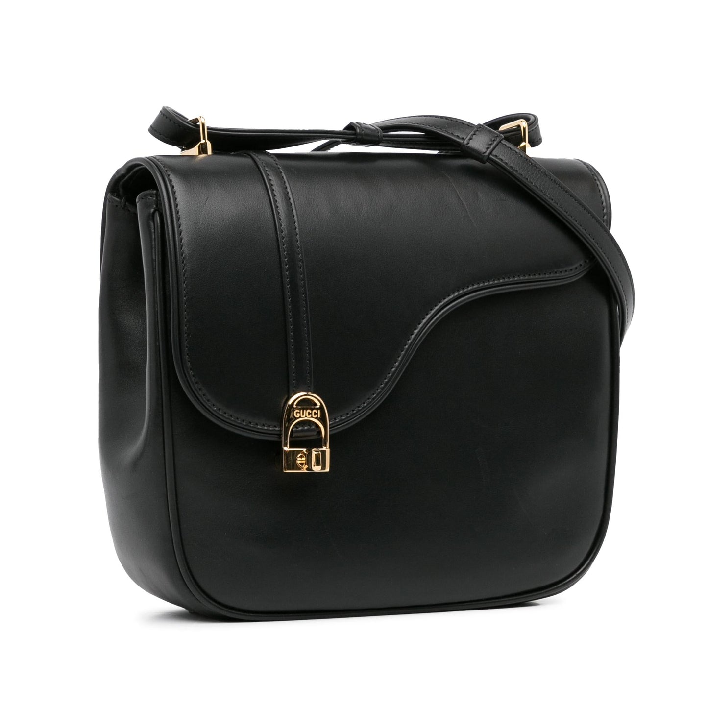 Gucci Equestrian SHG-XQWEN9 Leather Calf Black Crossbody Bag