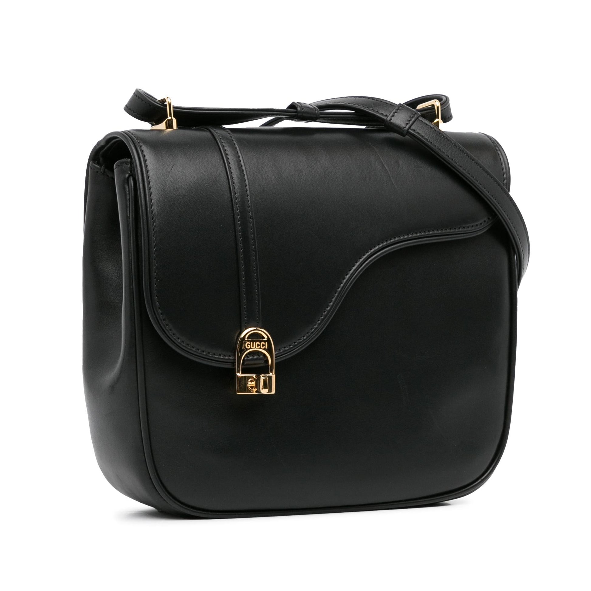 Gucci Equestrian SHG-XQWEN9 Leather Calf Black Crossbody Bag