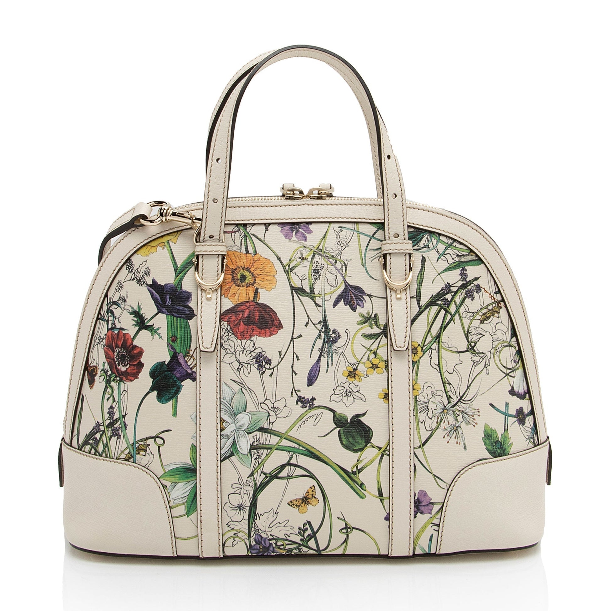 Gucci Flora Nice SHF-5DGwQW Leather White Satchel Bag