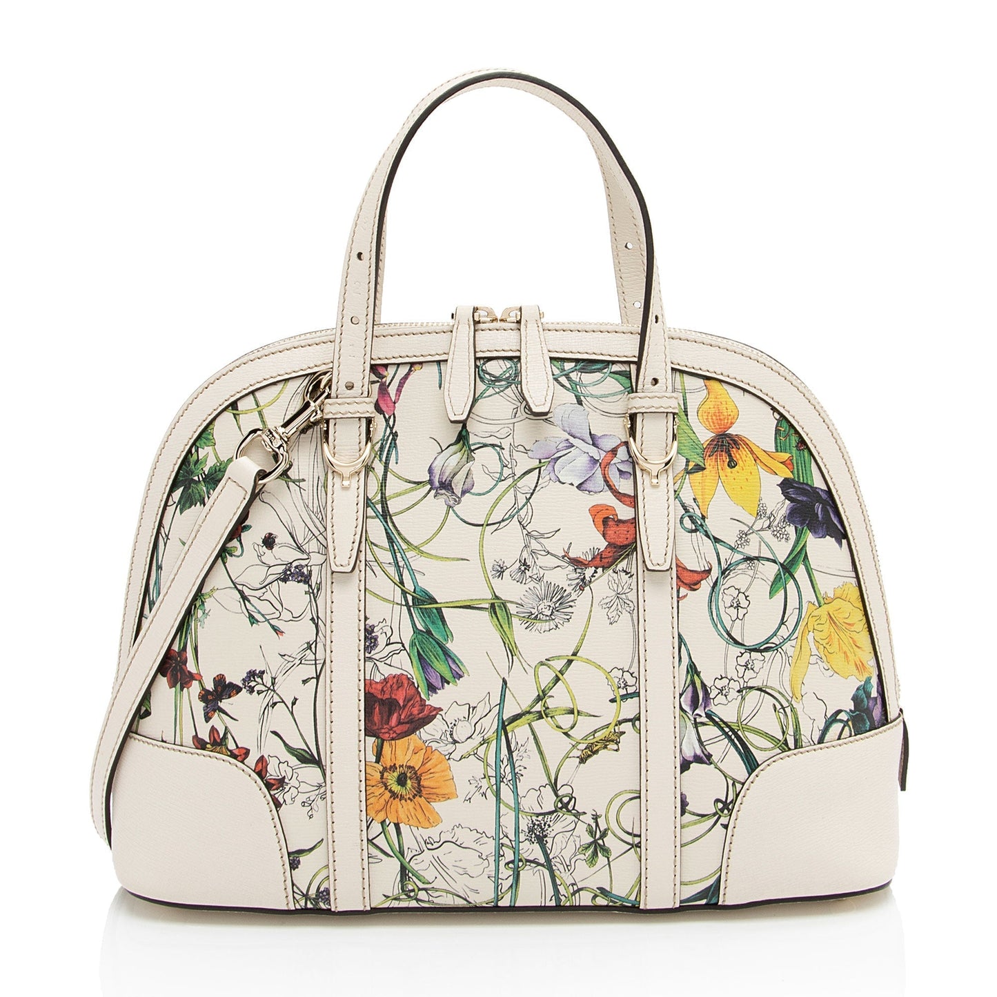 Gucci Flora Nice SHF-5DGwQW Leather White Satchel Bag