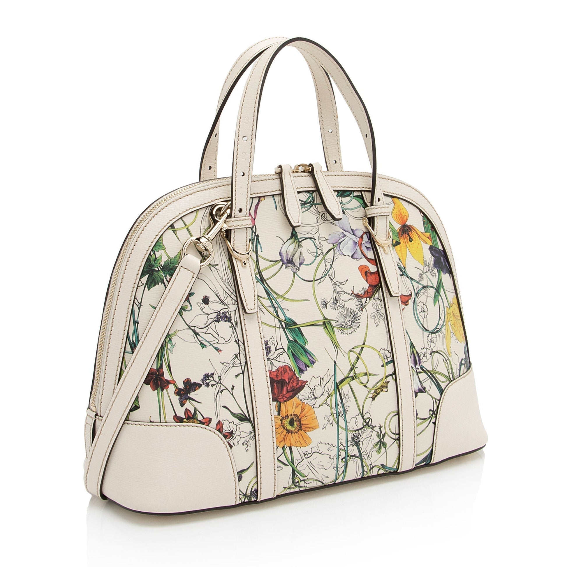 Gucci Flora Nice SHF-5DGwQW Leather White Satchel Bag