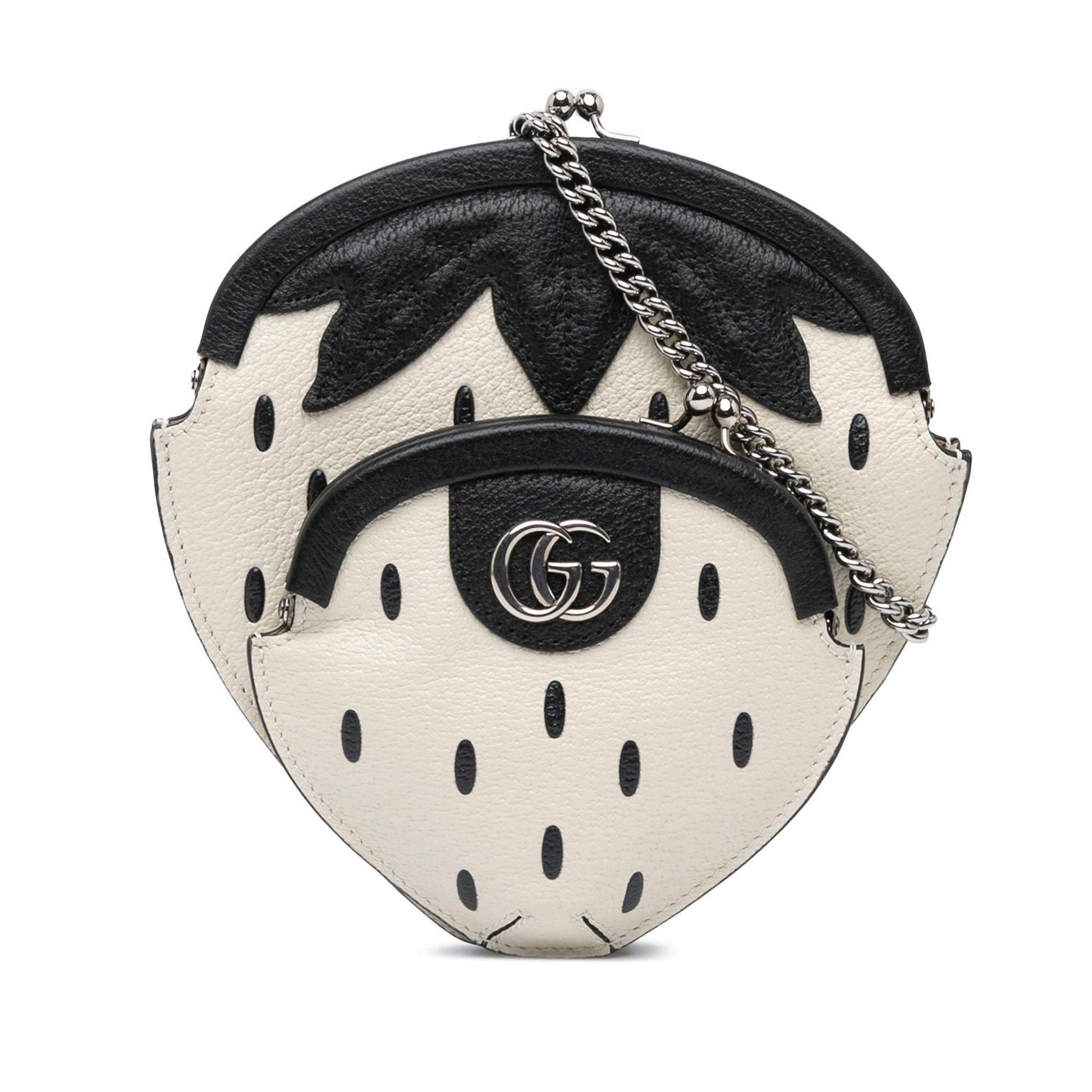 Gucci Fruittini Strawberry Leather Calf White Crossbody Bag Shg Kzxpmz