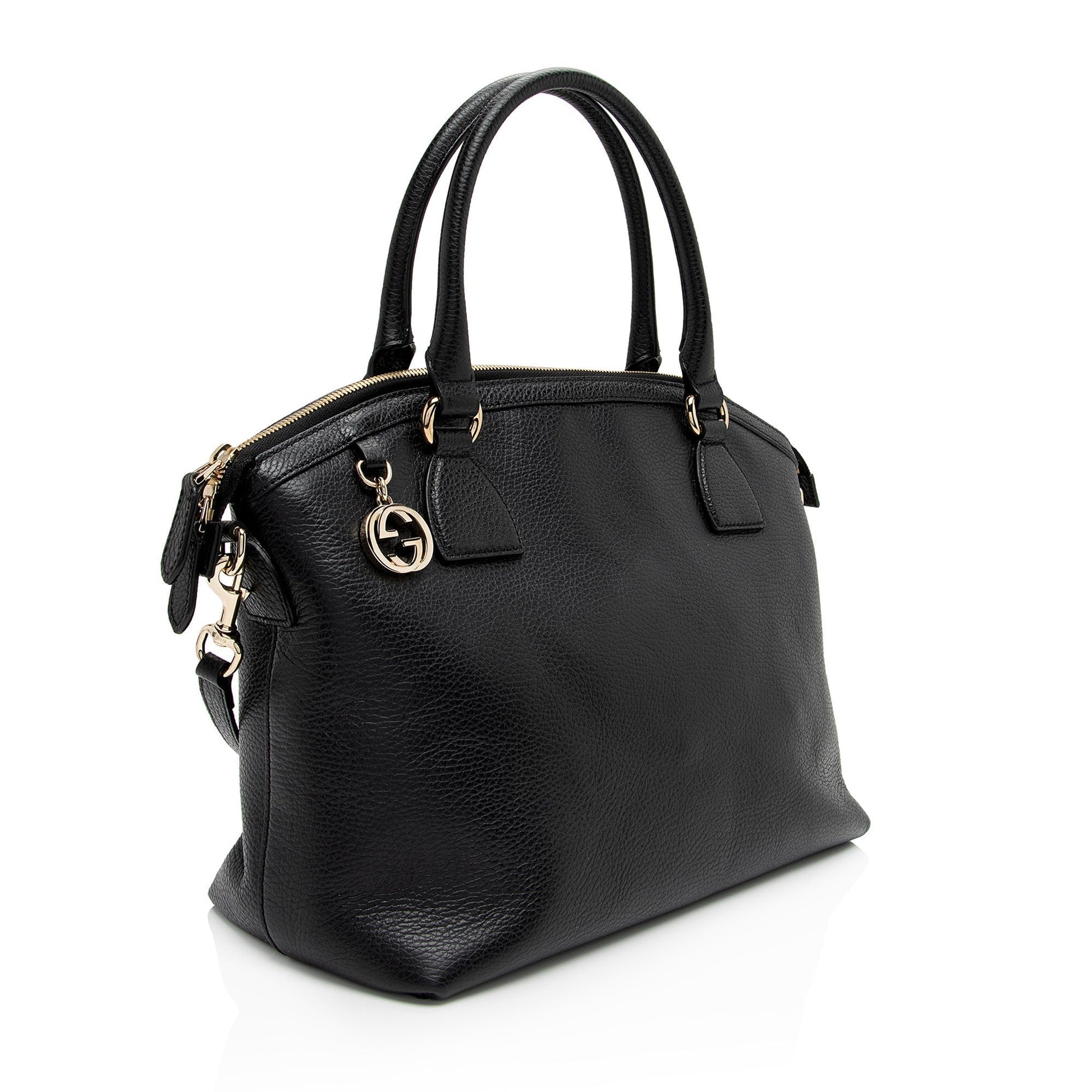 Gucci GG Charm Dome SHF-ijUjSb Leather Black Large Satchel Bag