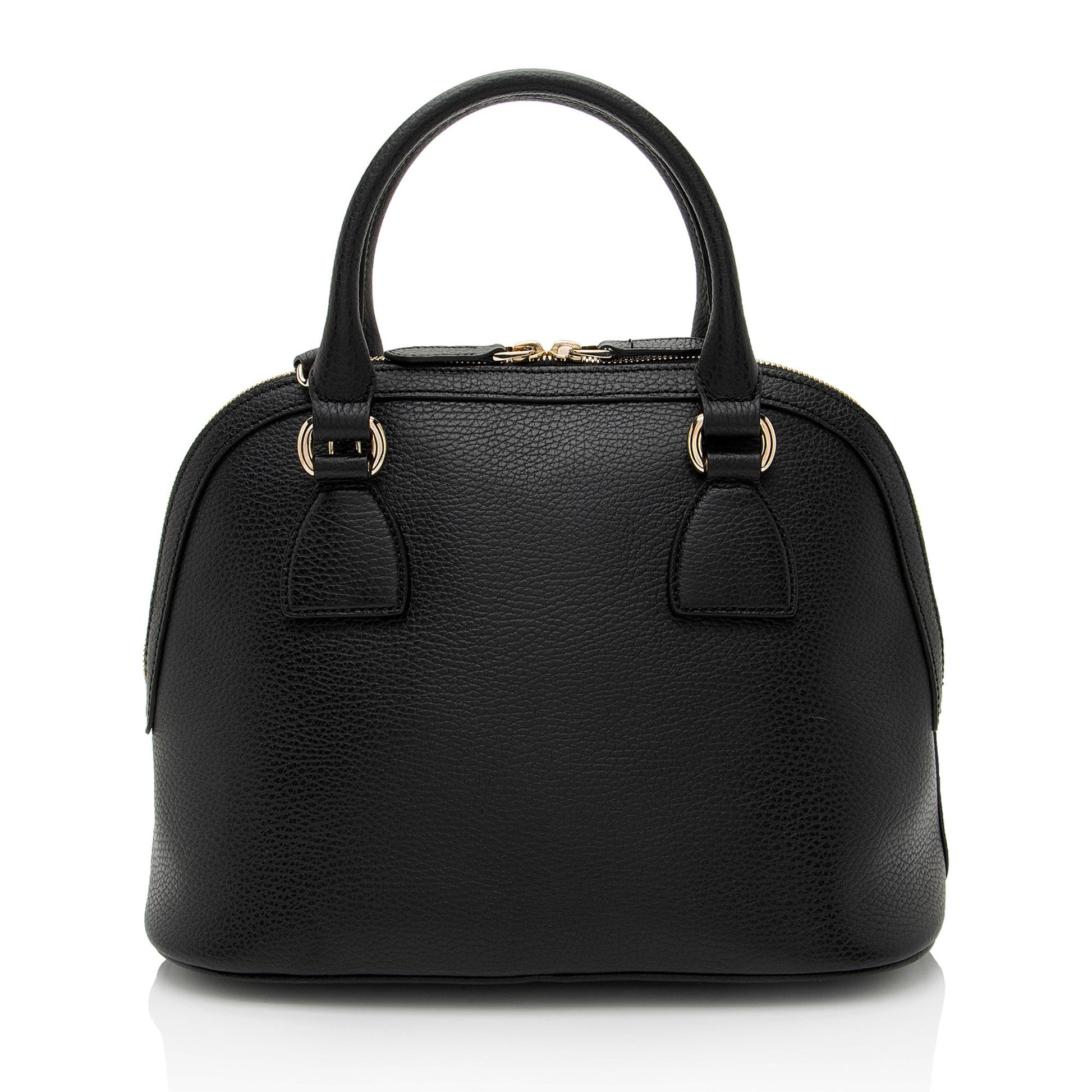 Gucci GG Charm Dome Leather Black Medium Satchel Bag