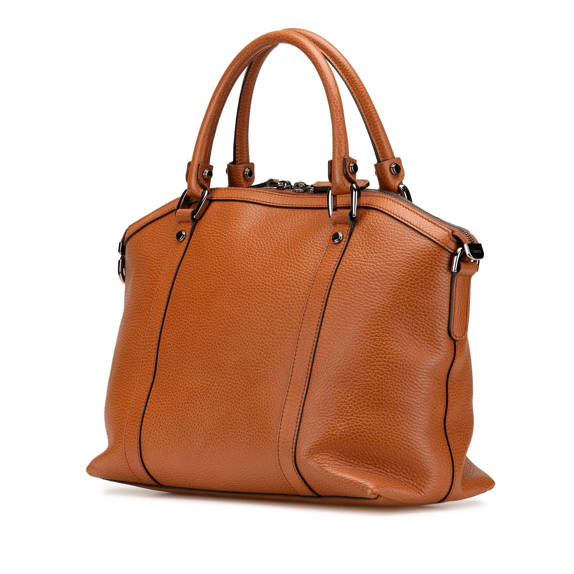 Gucci GG Charm Dome Leather Calf Brown Satchel Bag