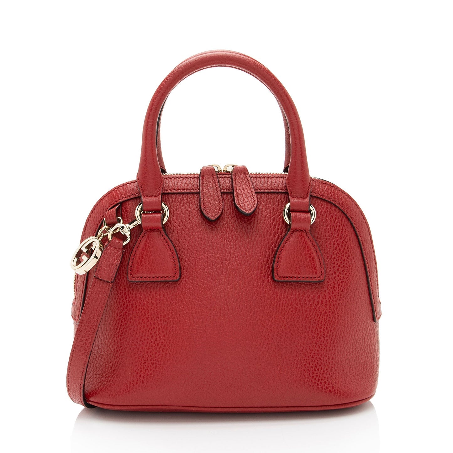 Gucci GG Charm Dome Leather Red Small Crossbody Bag