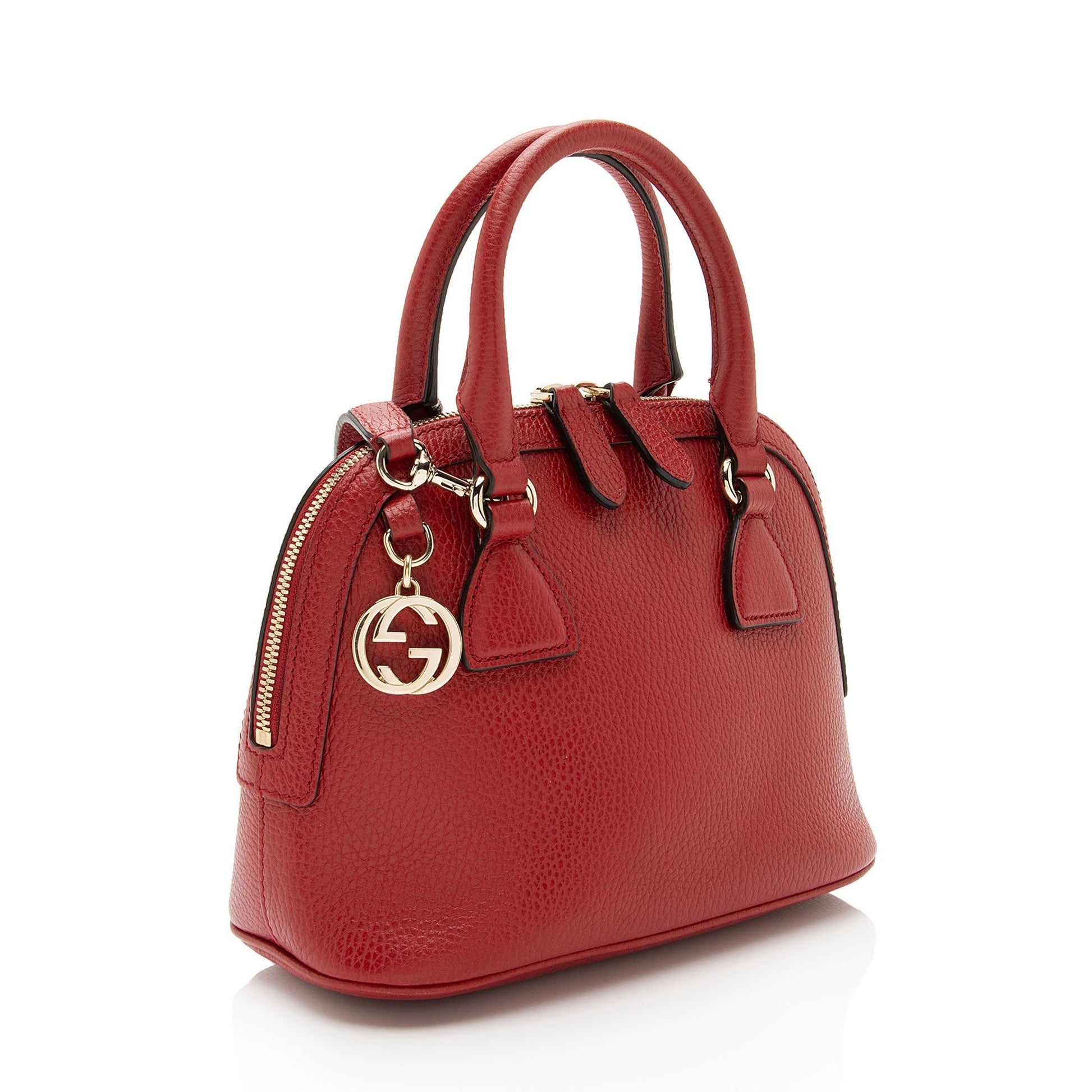 Gucci GG Charm Dome Leather Red Small Crossbody Bag