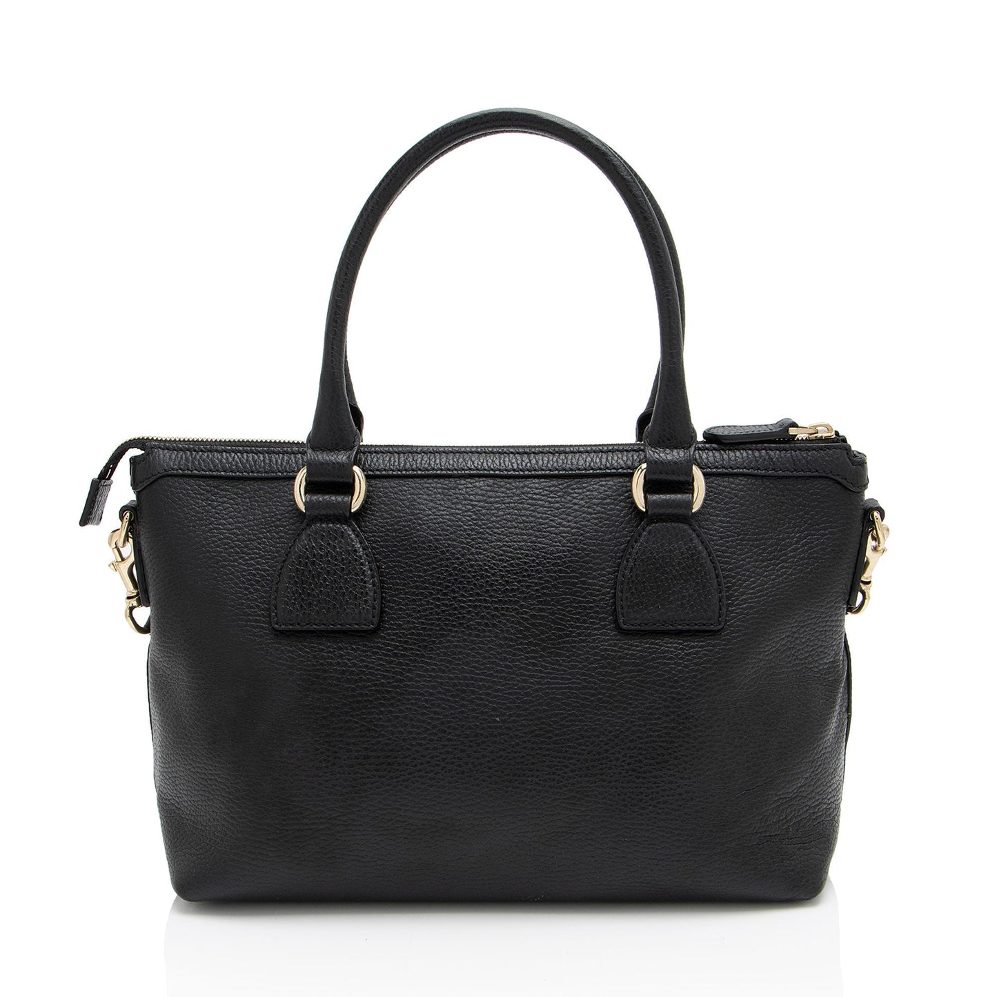 Gucci GG Charm Leather Black Satchel Bag