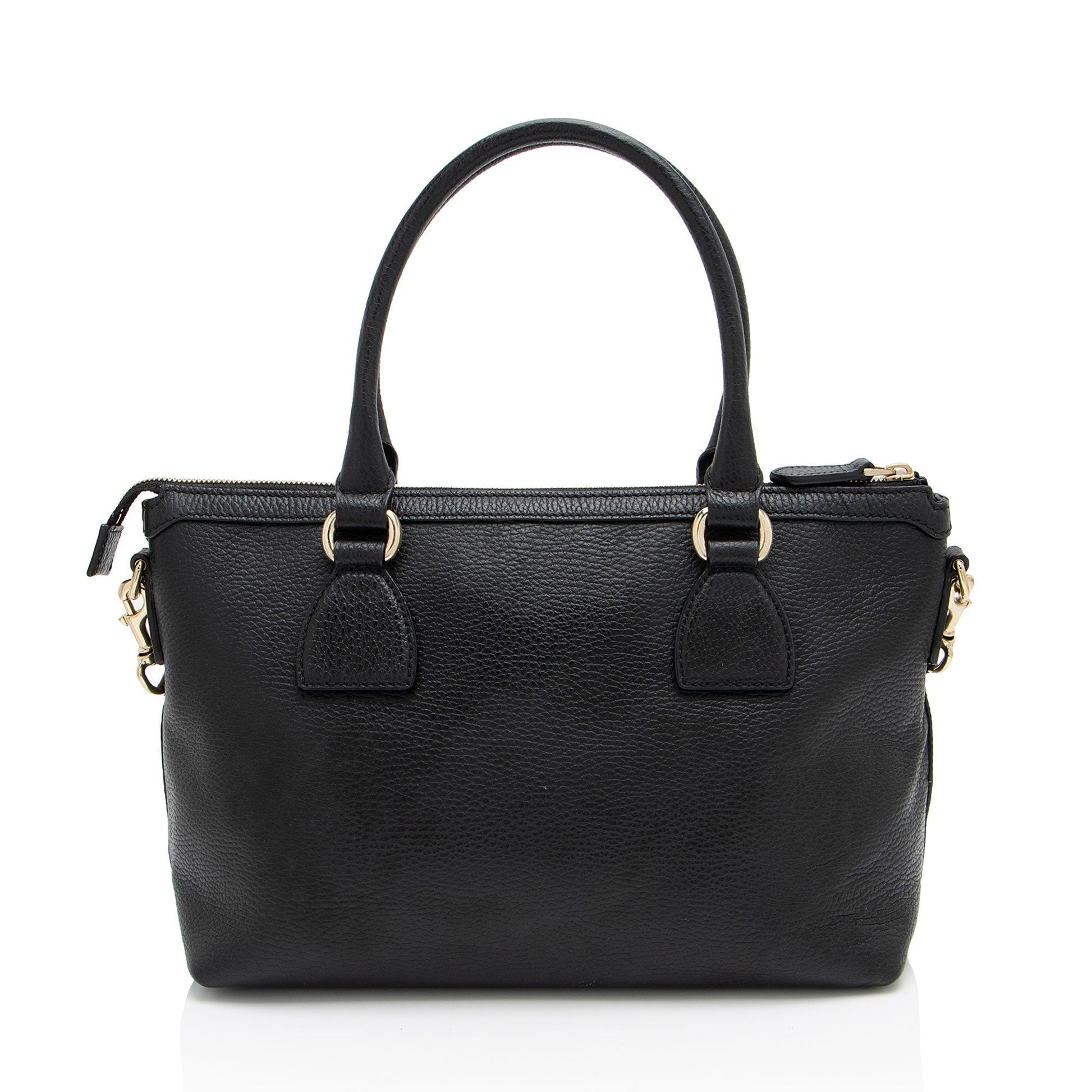 Gucci GG Charm Leather Black Satchel Bag