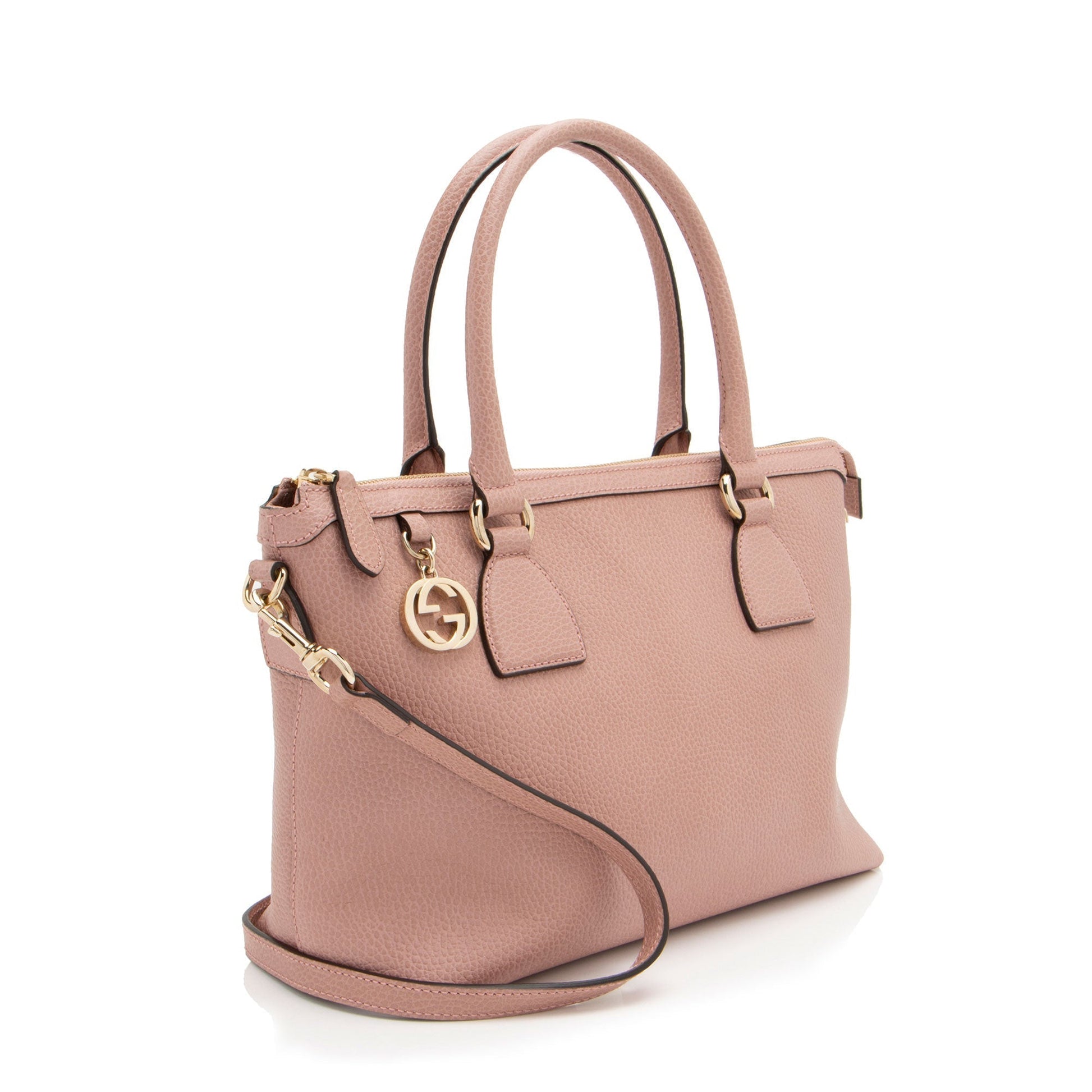Gucci GG Charm SHF-W1Wrlv Leather Pink Satchel Bag