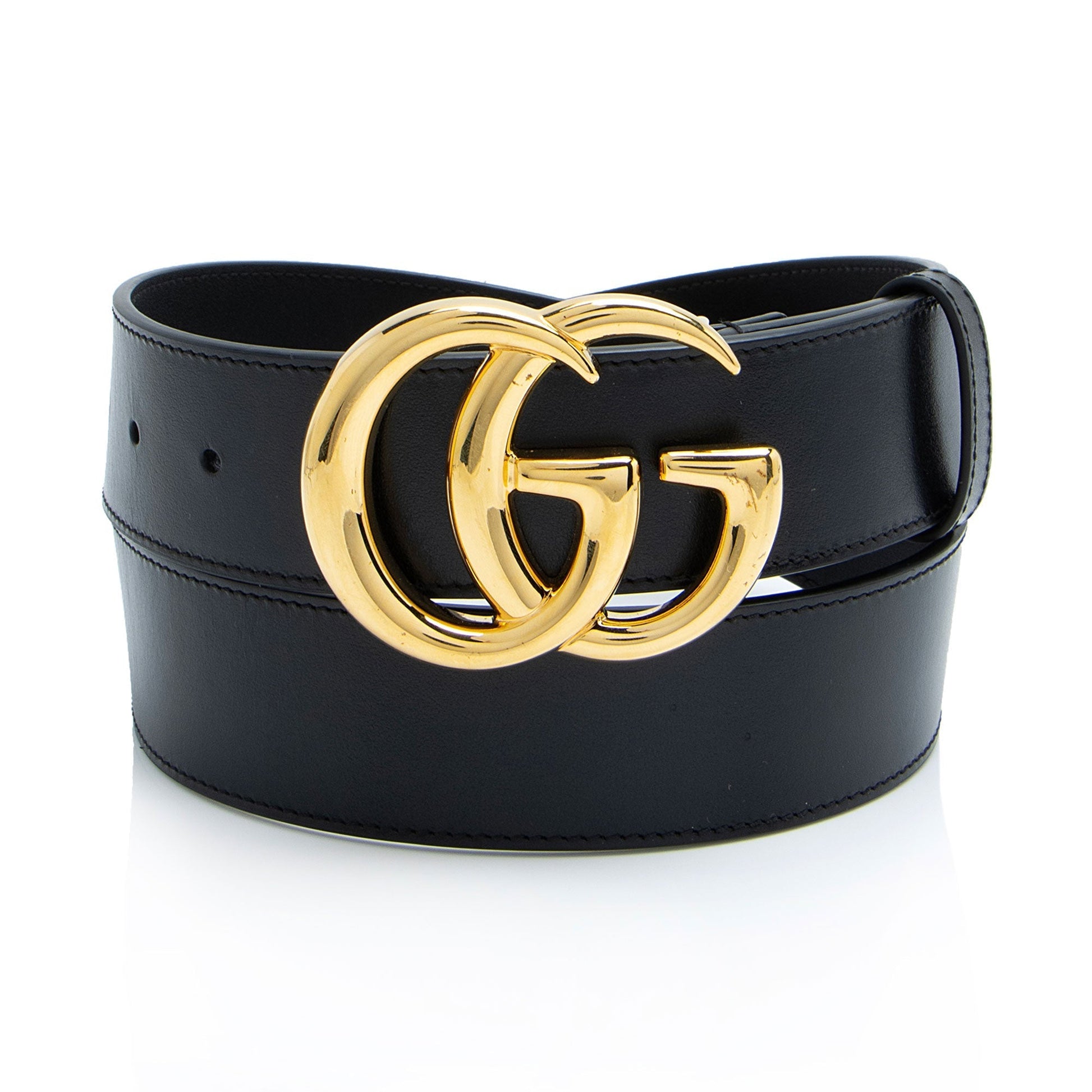 Gucci GG Marmont Belt - Size Leather Black Gold Accessory
