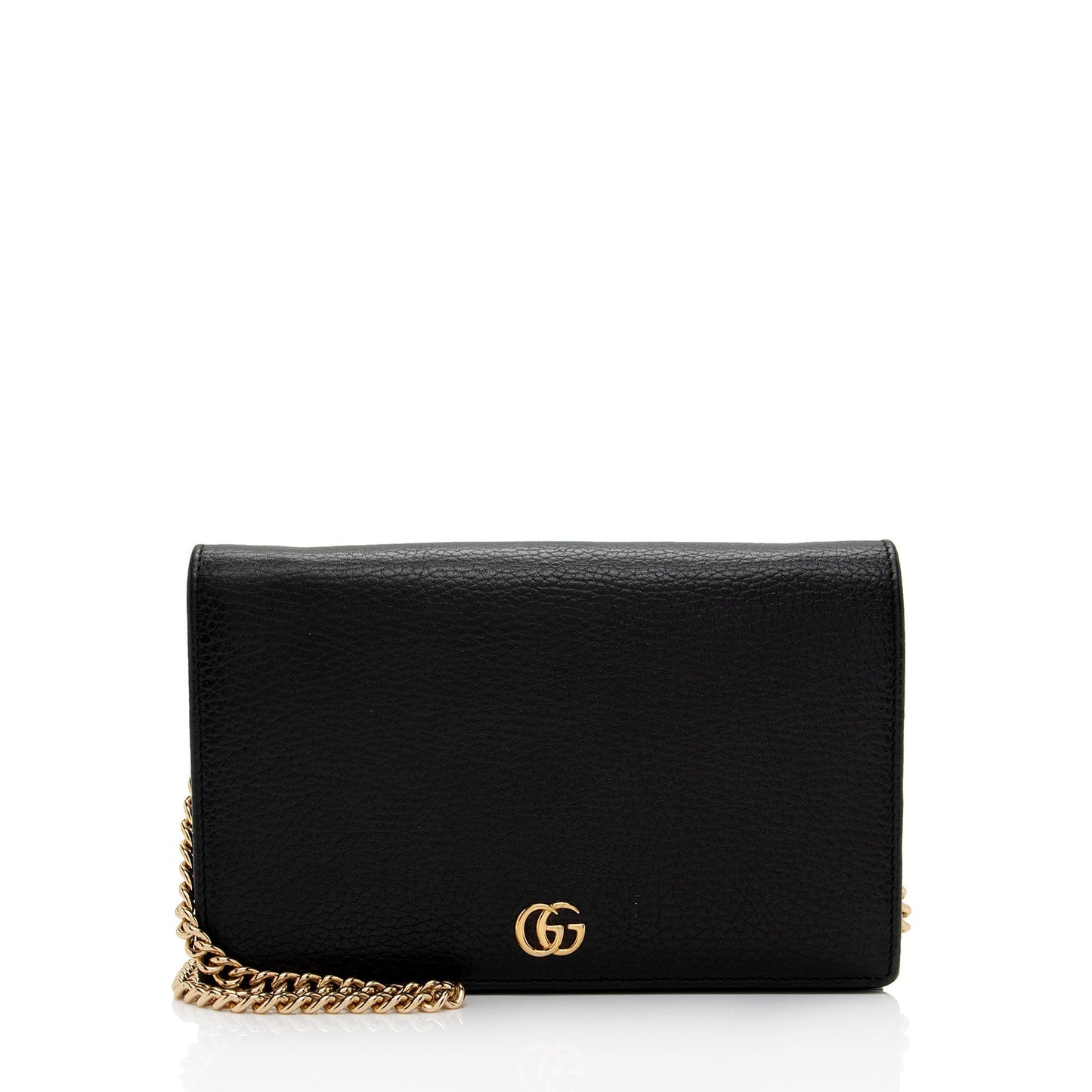 Gucci GG Marmont SHF-x0poGV Leather Black Mini Chain Crossbody Bag