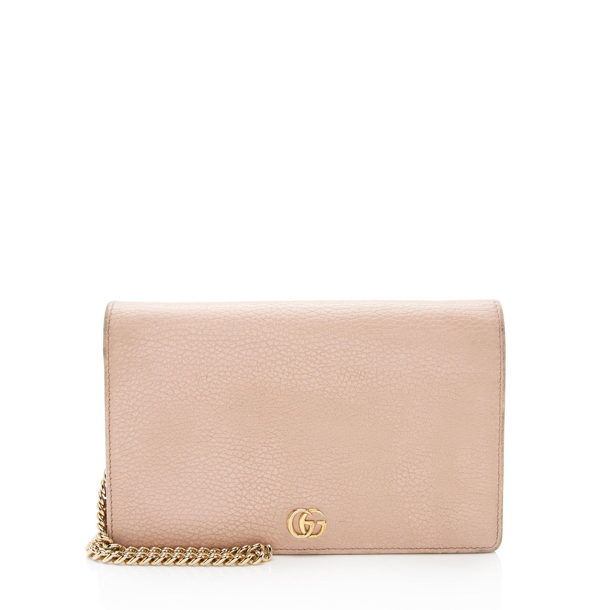 Gucci GG Marmont SHF-bvCAjP Leather Pink Mini Chain Crossbody Bag