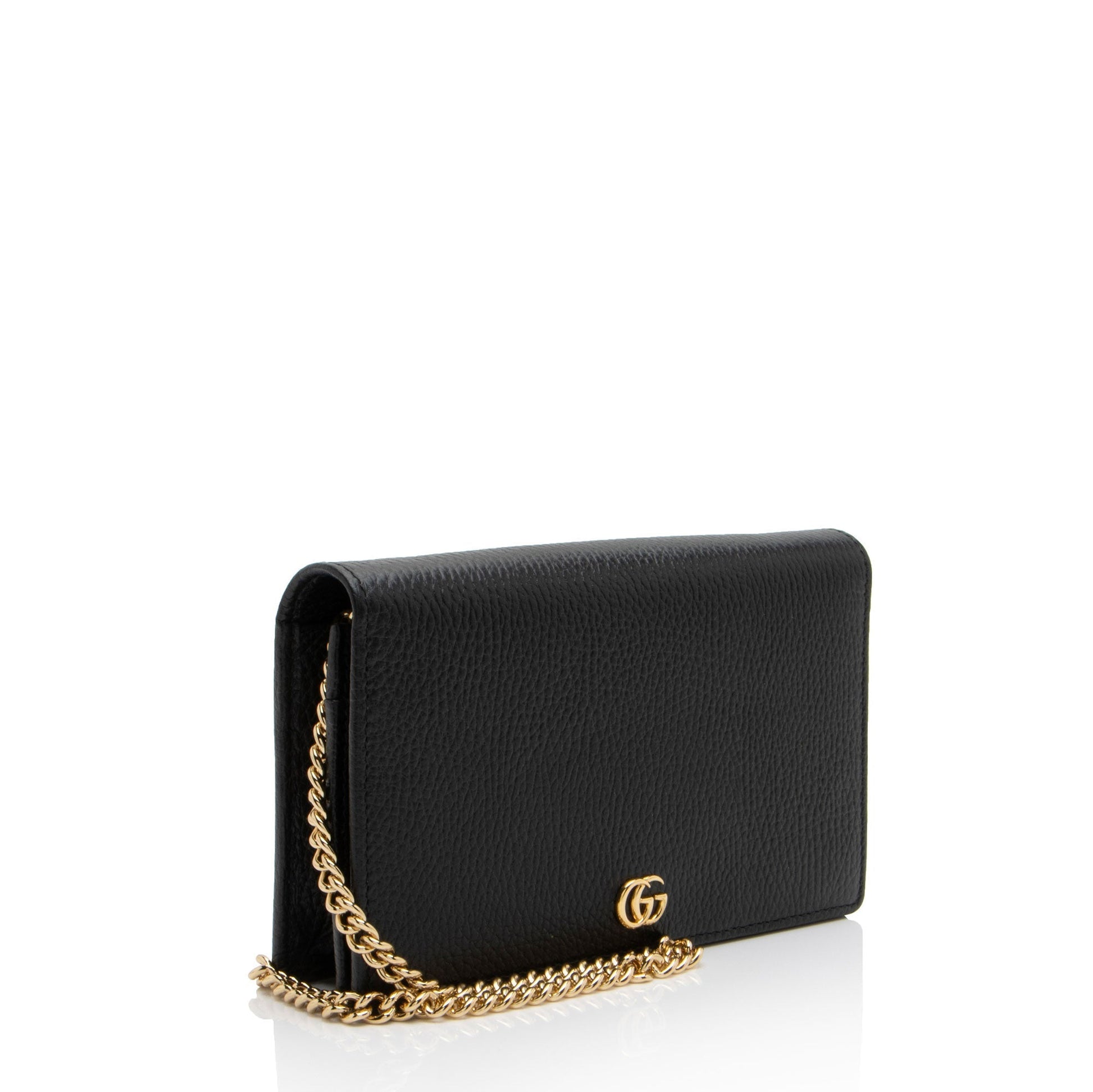Gucci GG Marmont SHF-srjOwr Leather Black Mini Chain Crossbody Bag