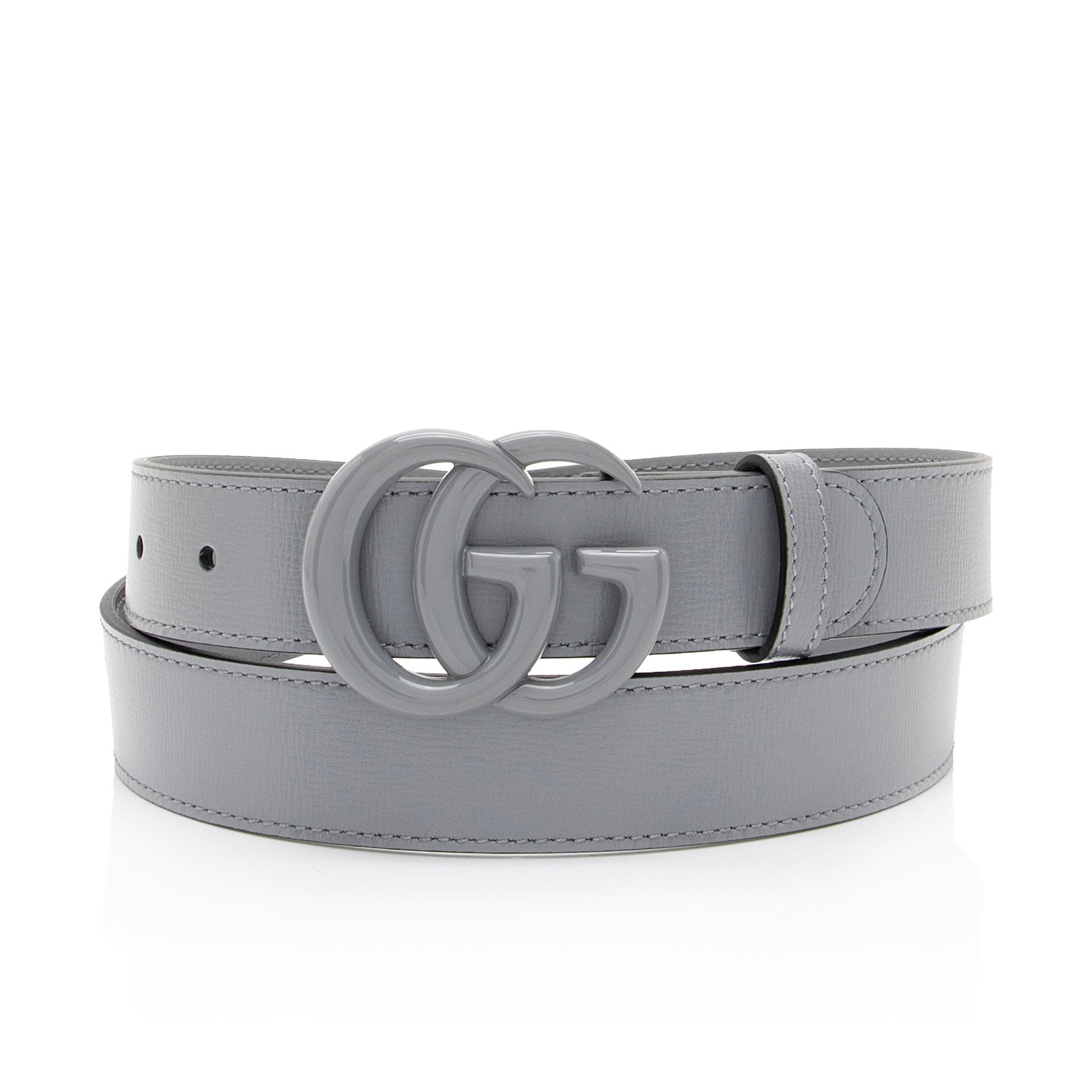 Gucci GG Marmont Monochrome Belt - Leather Grey Accessory