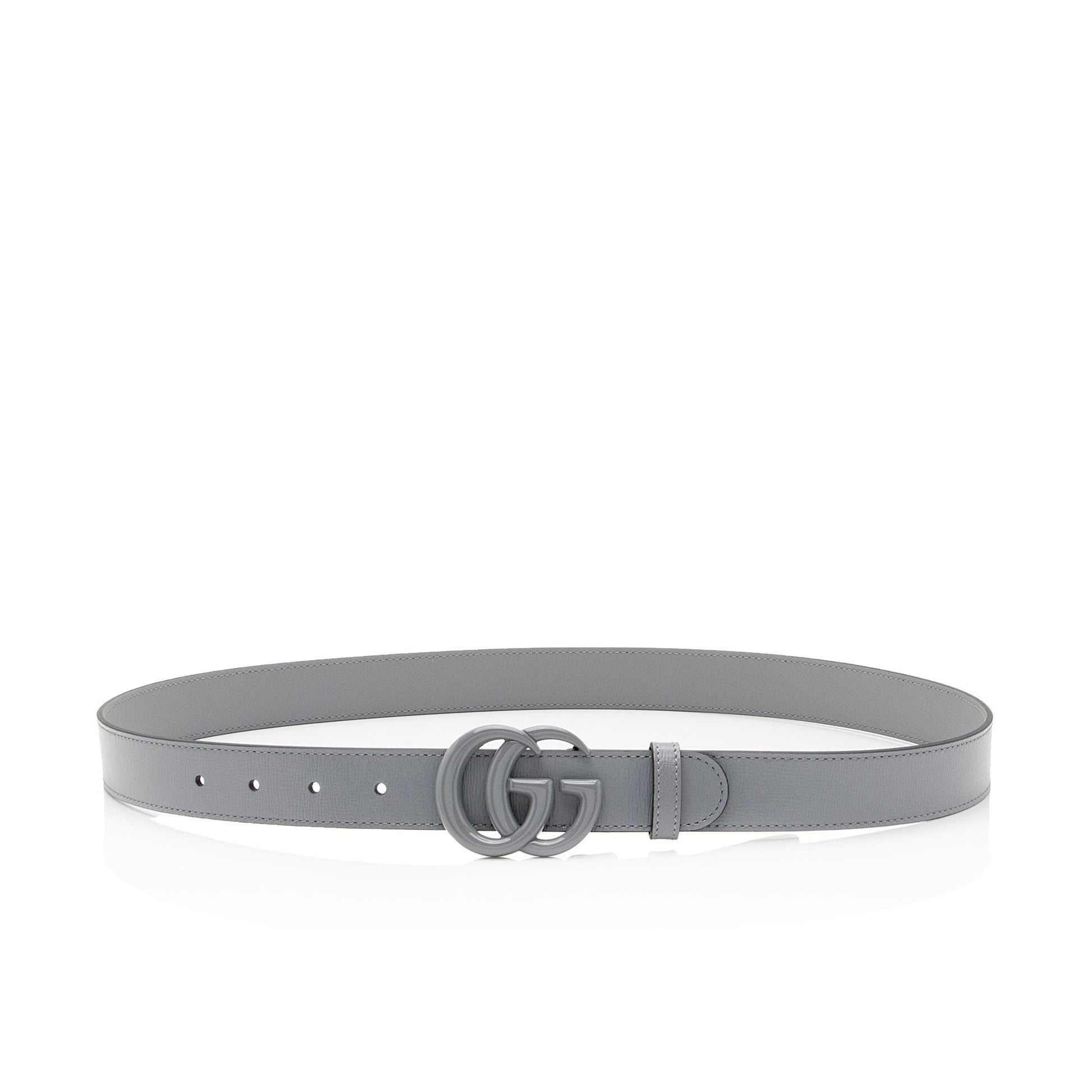 Gucci GG Marmont Monochrome Belt - Leather Grey Accessory