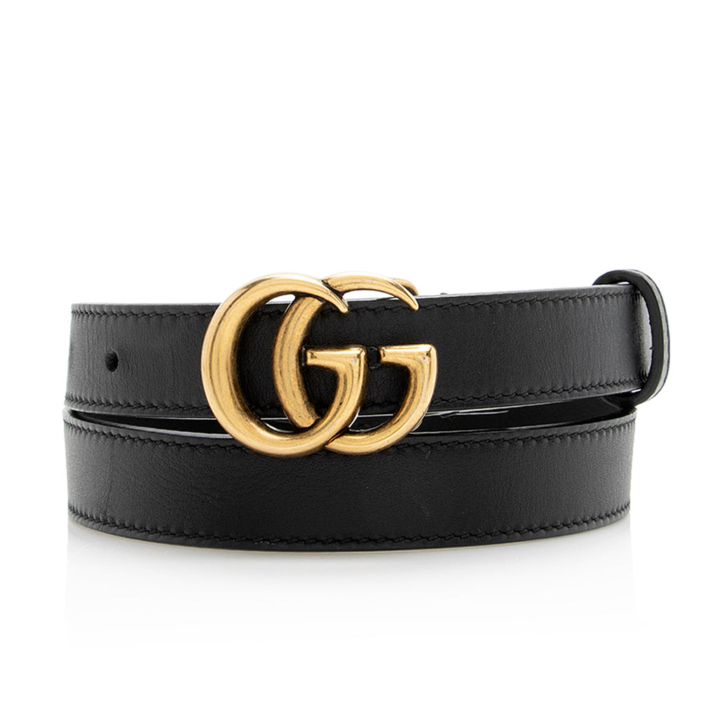 Gucci GG Marmont Slim Belt - Leather Black Accessory 65 Shf