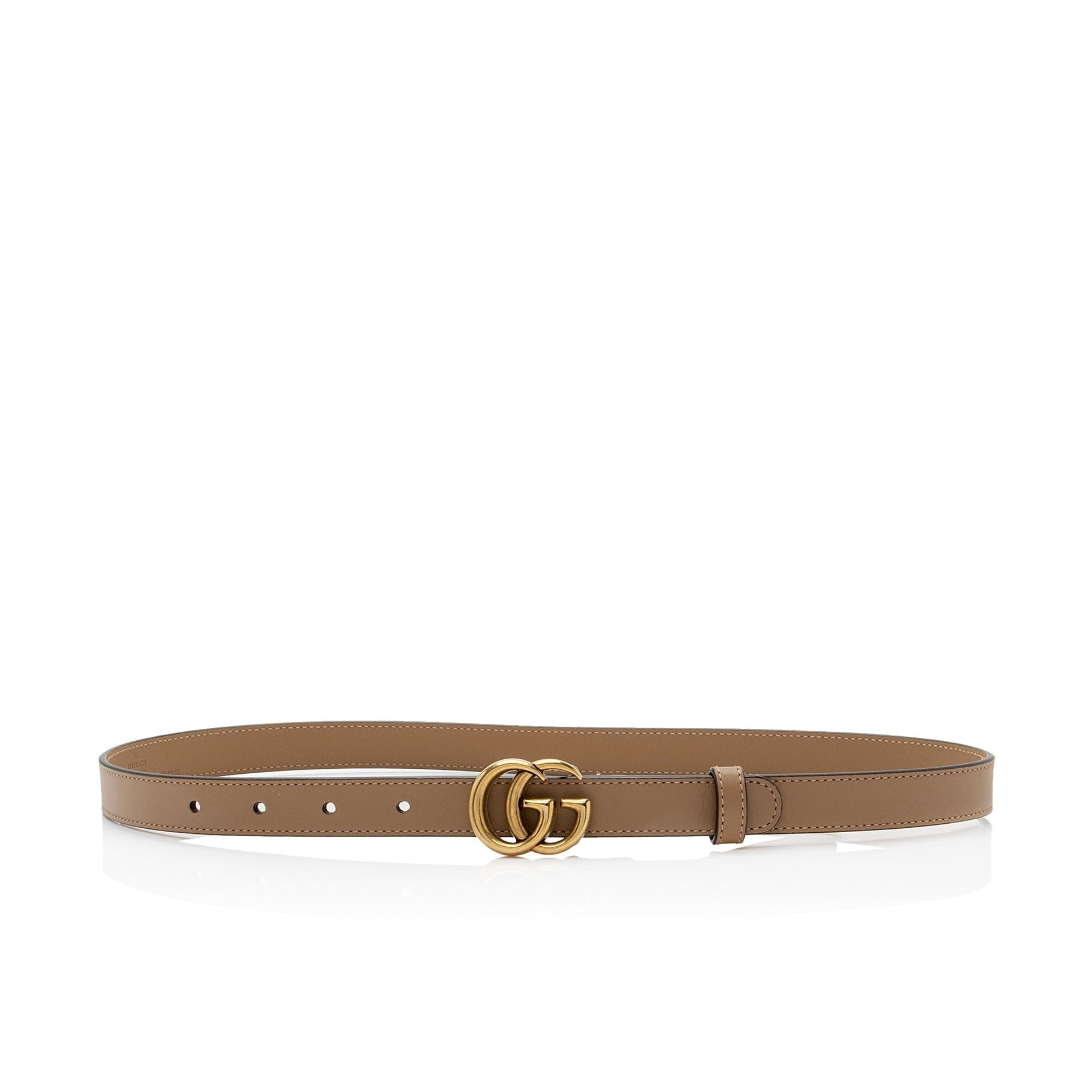 Gucci GG Marmont Slim Belt - Leather Beige Accessory Shf Plwvbe