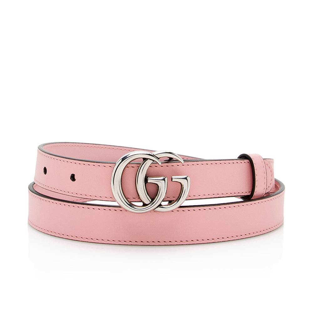 Gucci GG Marmont Slim Belt - Leather Pink Accessory 80 Shf