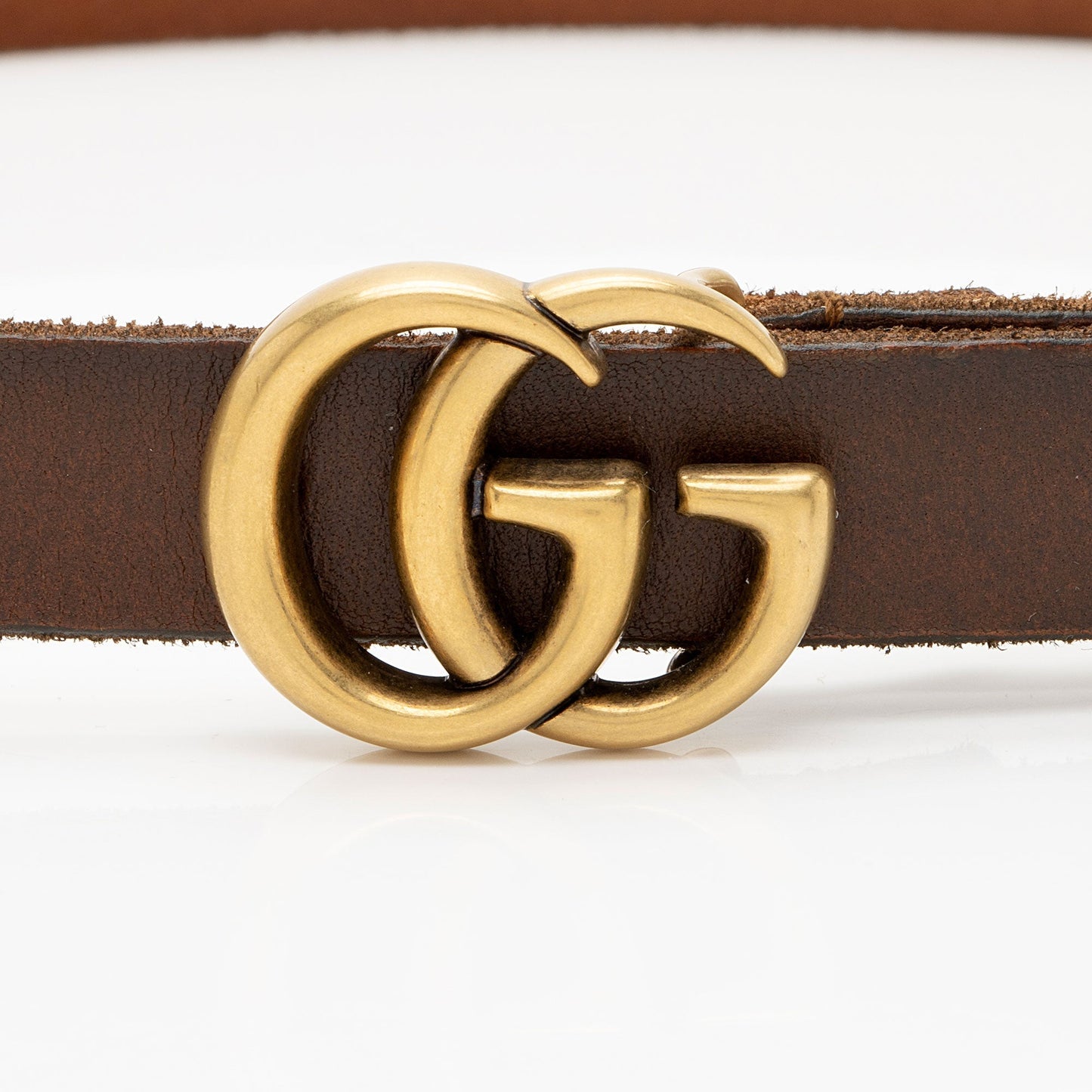 Gucci GG Marmont Slim Belt - Leather Brown Accessory