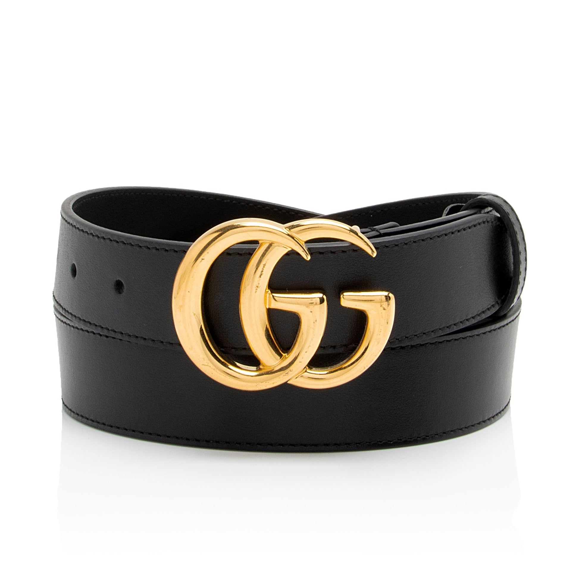 Gucci GG Marmont Slim Belt - Leather Black Accessory Shf Zx1V2G