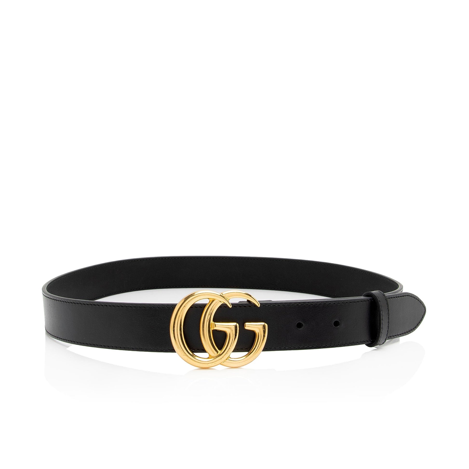 Gucci GG Marmont Slim Belt - Leather Black Accessory Shf Zx1V2G