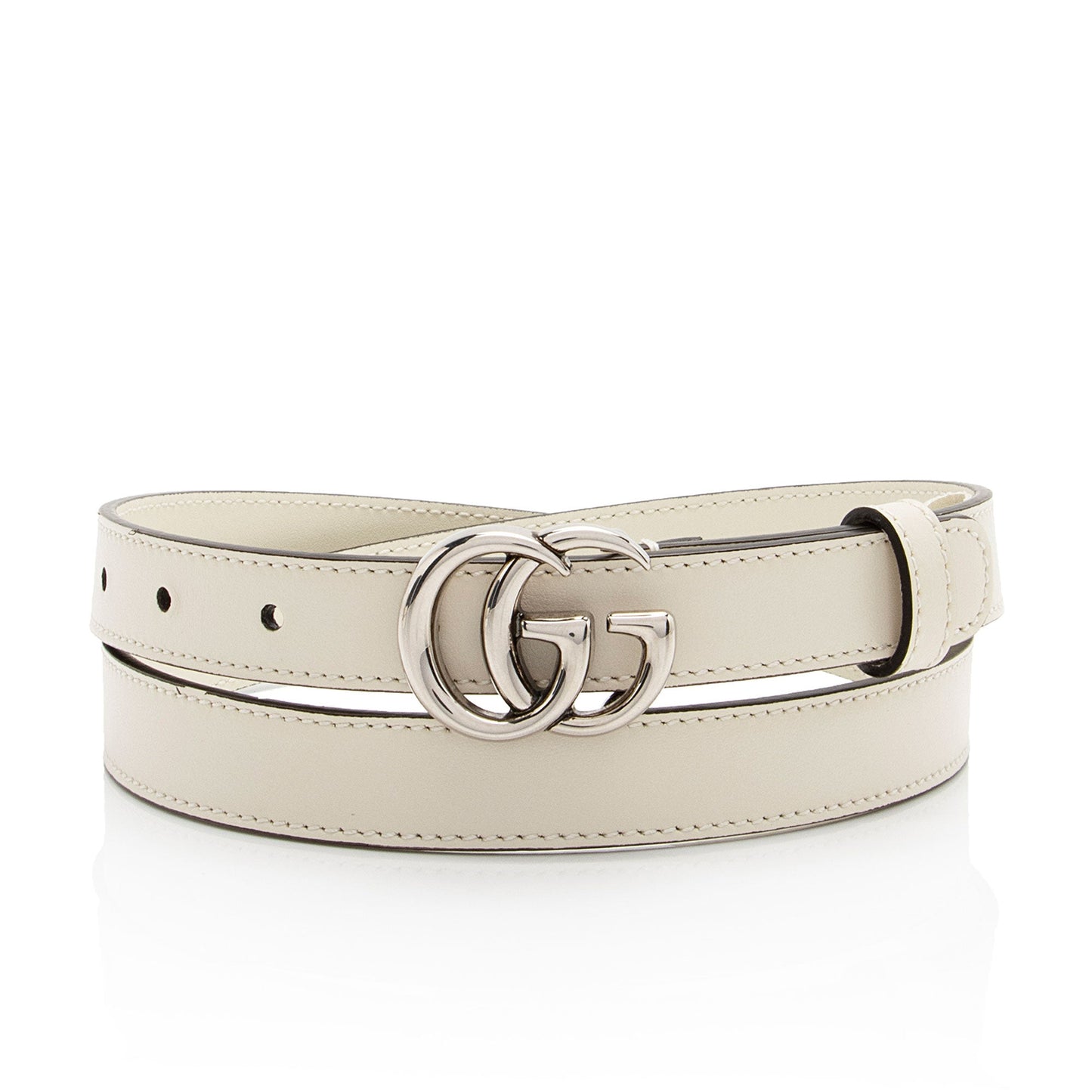 Gucci GG Marmont Slim Belt - Leather White Accessory Shf 6Ft4Ro
