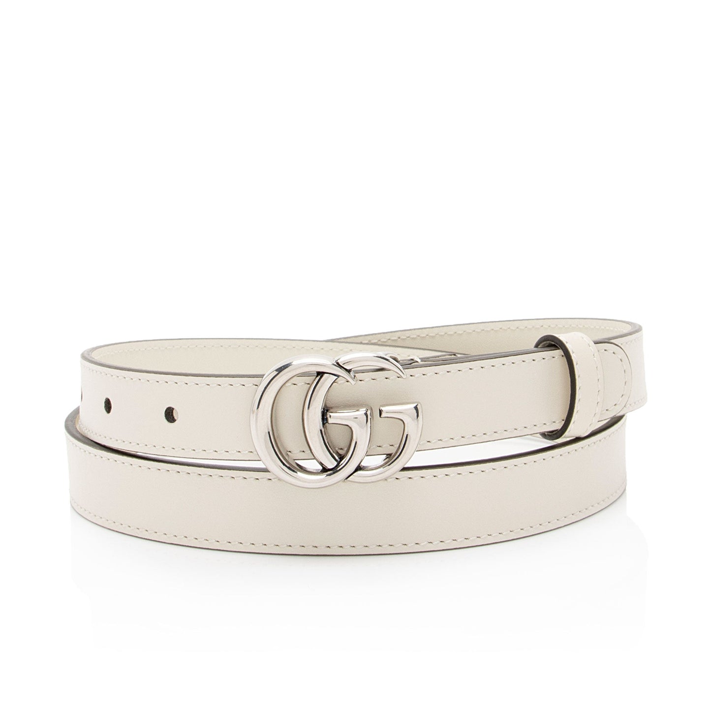 Gucci GG Marmont Slim Belt - Leather White Accessory Shf 4Gpvwn